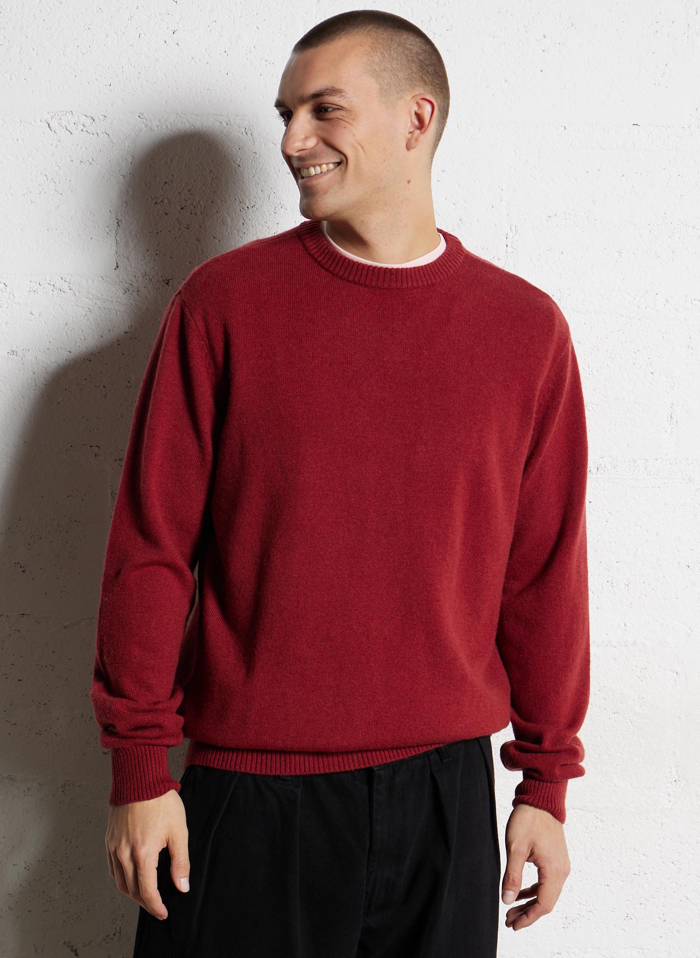Round-neck wool-blend straight-cut sweater MINIMUM Red