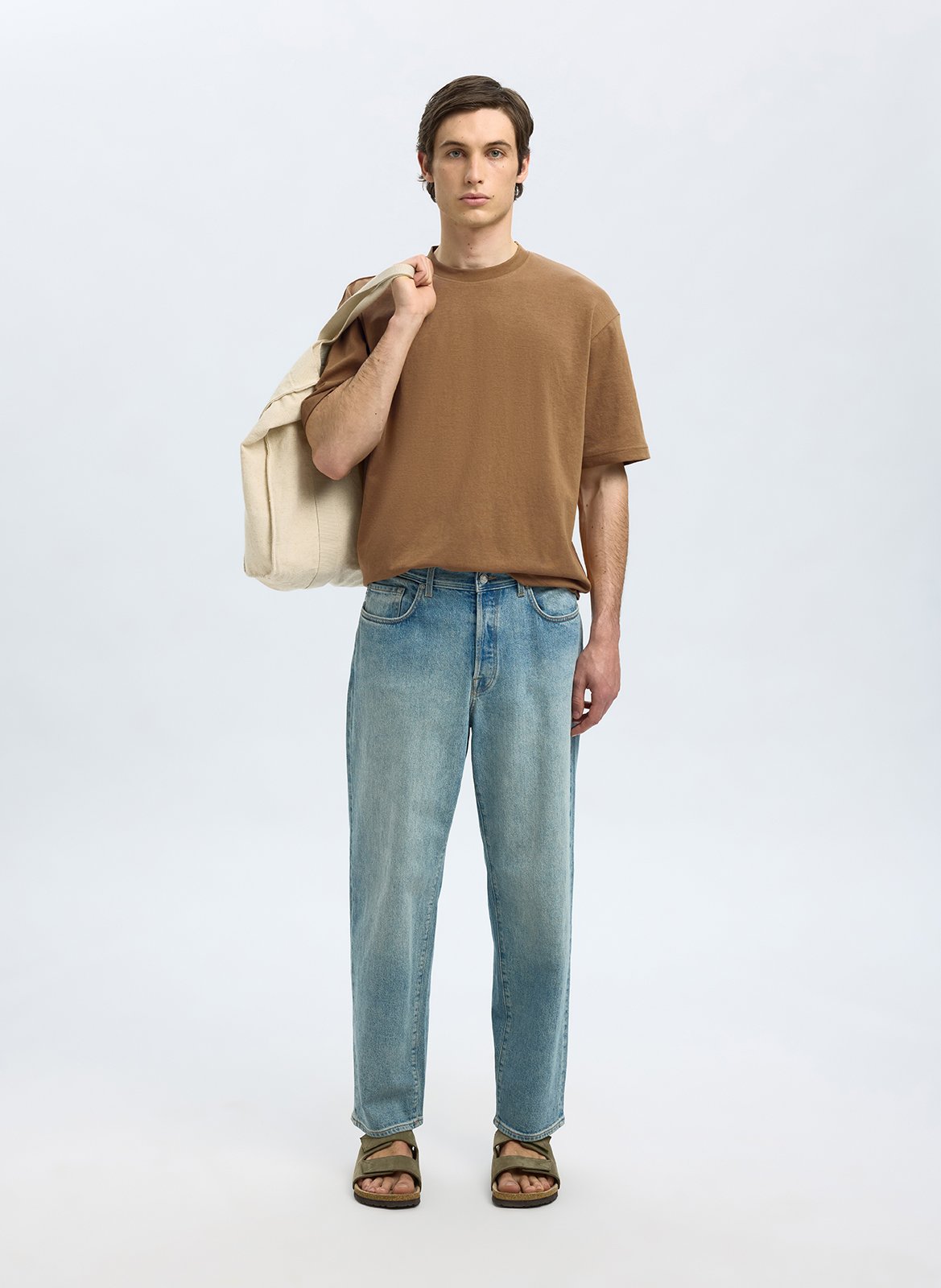 Tee-shirt oversize en coton bio mélangé SELECTED Marron