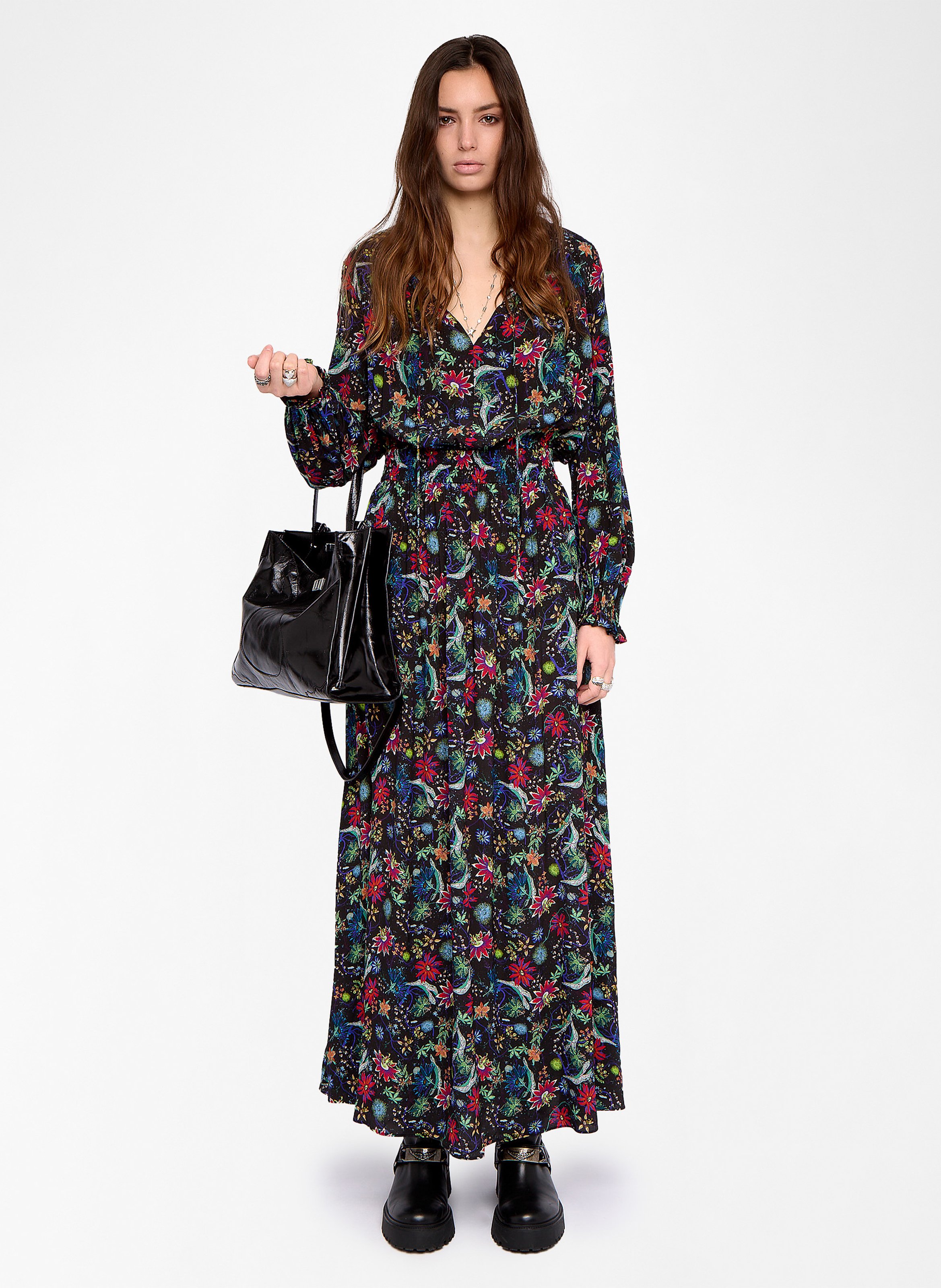 Robe longue ample fleurie ZADIG&VOLTAIRE Bleu
