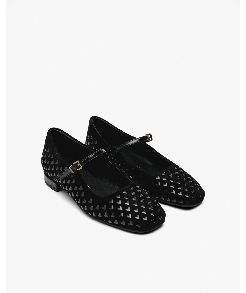 Black suede ballet flats. PEDRO MIRALLES Black
