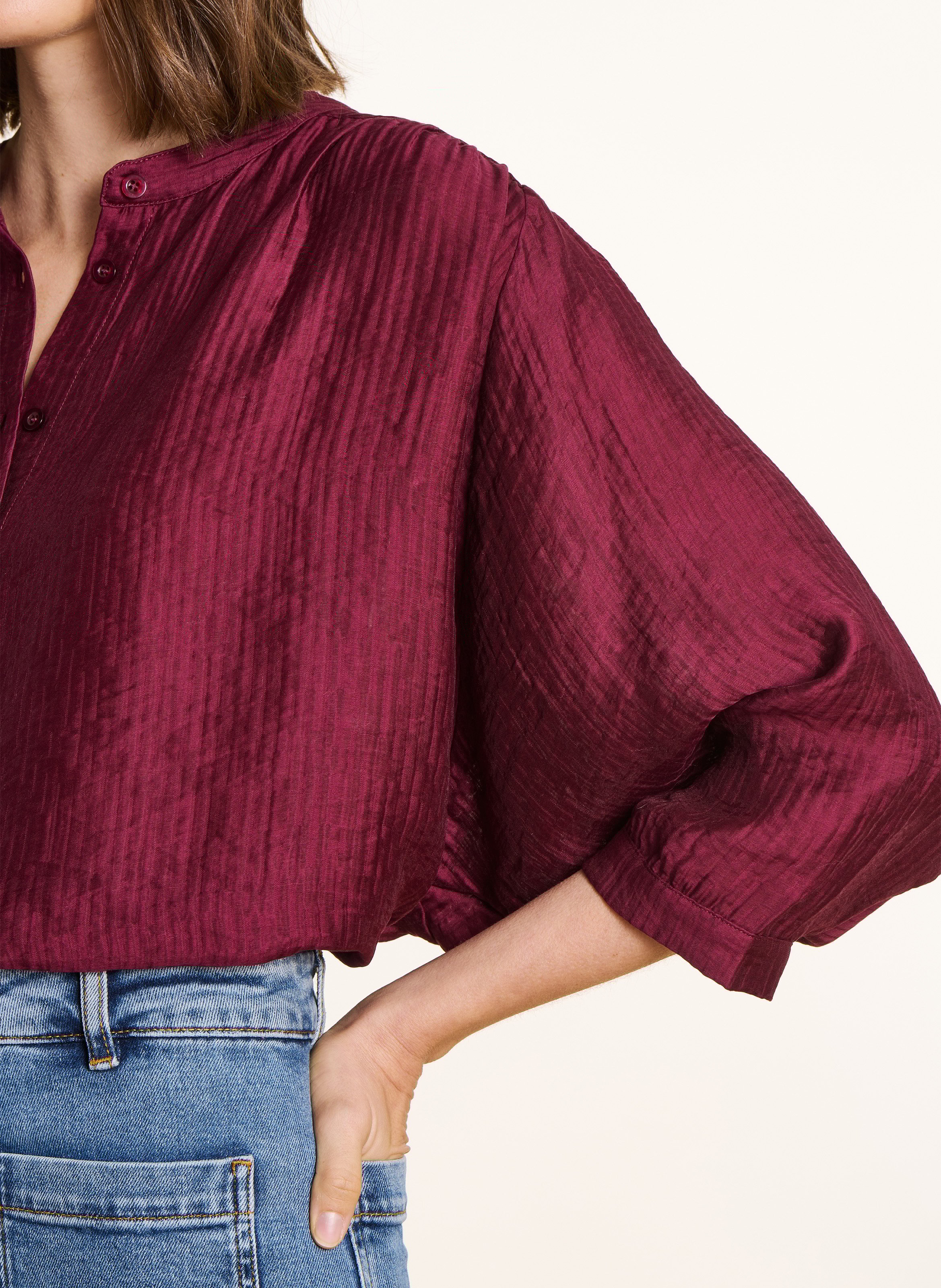 Chemise col mao  LA FEE MARABOUTEE Marron