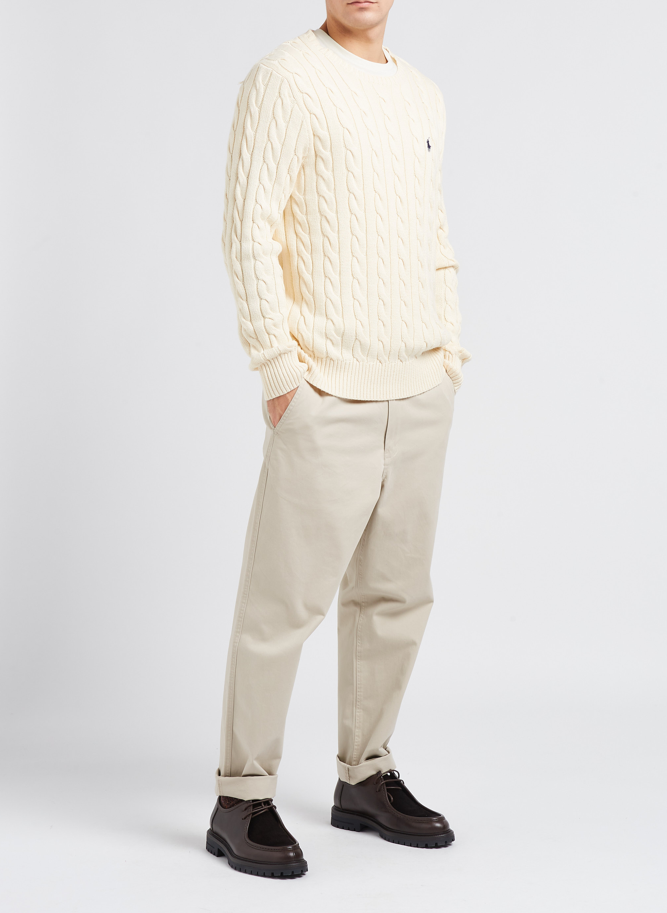 Pull col rond regular-fit en coton POLO RALPH LAUREN Beige