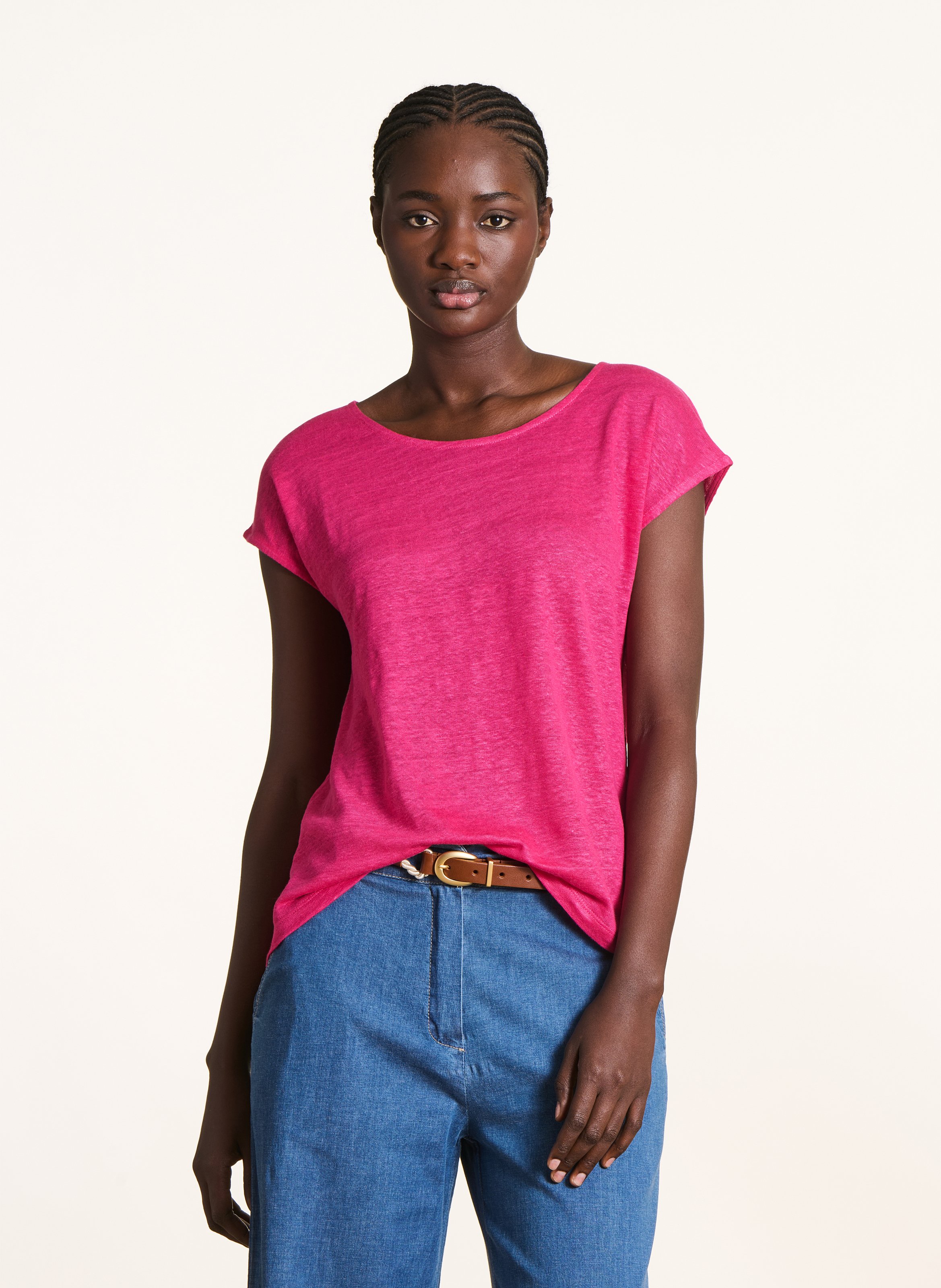 Tee-shirt droit chiné en lin LA FEE MARABOUTEE