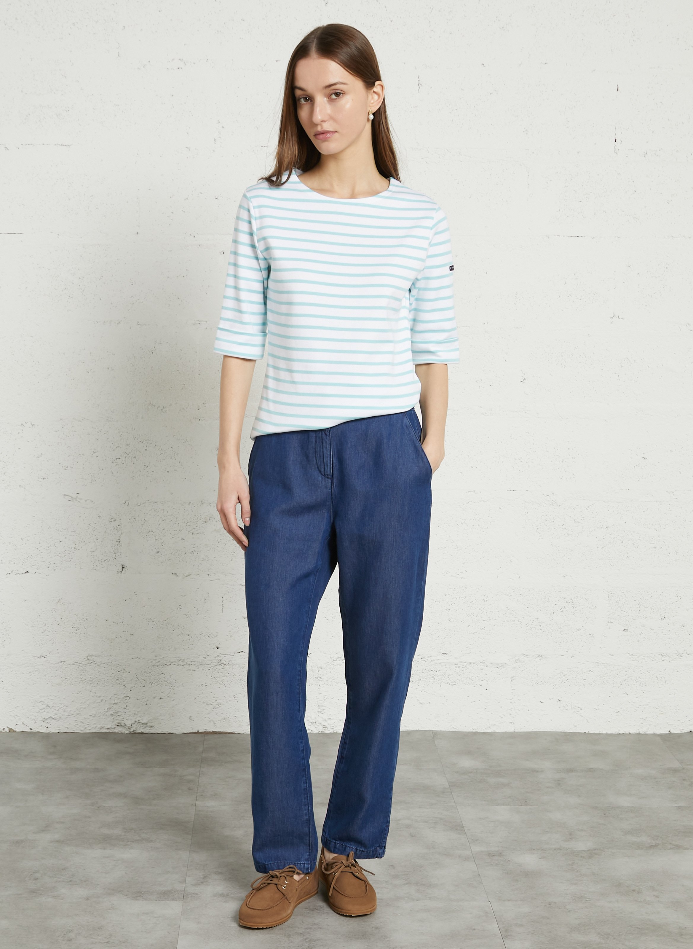 Matrosenshirt aus dicker Baumwolle mit U-Boot-Ausschnitt ARMOR LUX Weiss