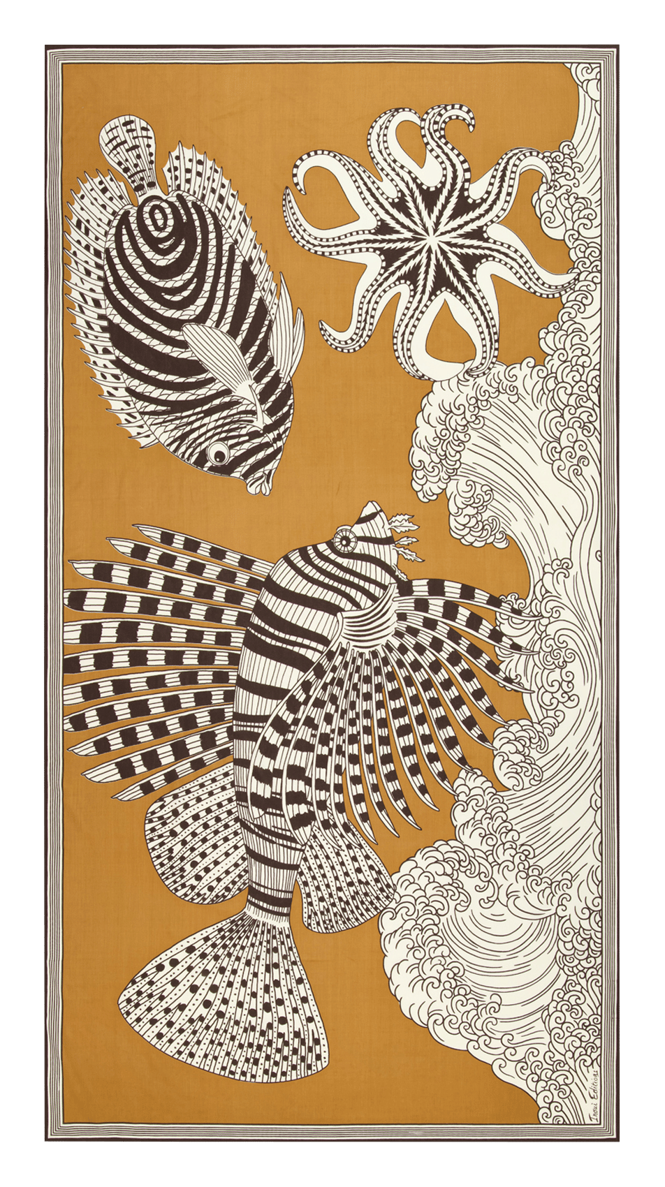 Foulard imprimé poissons en coton mélangé INOUI EDITIONS