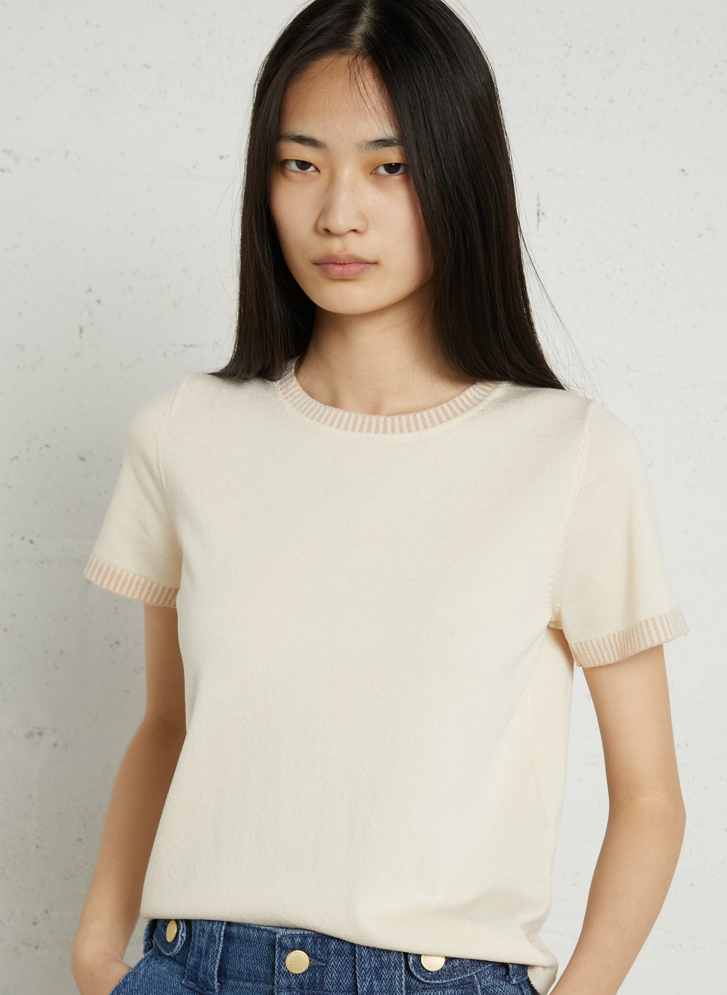 Pull droit col rond LA PETITE ETOILE Blanc