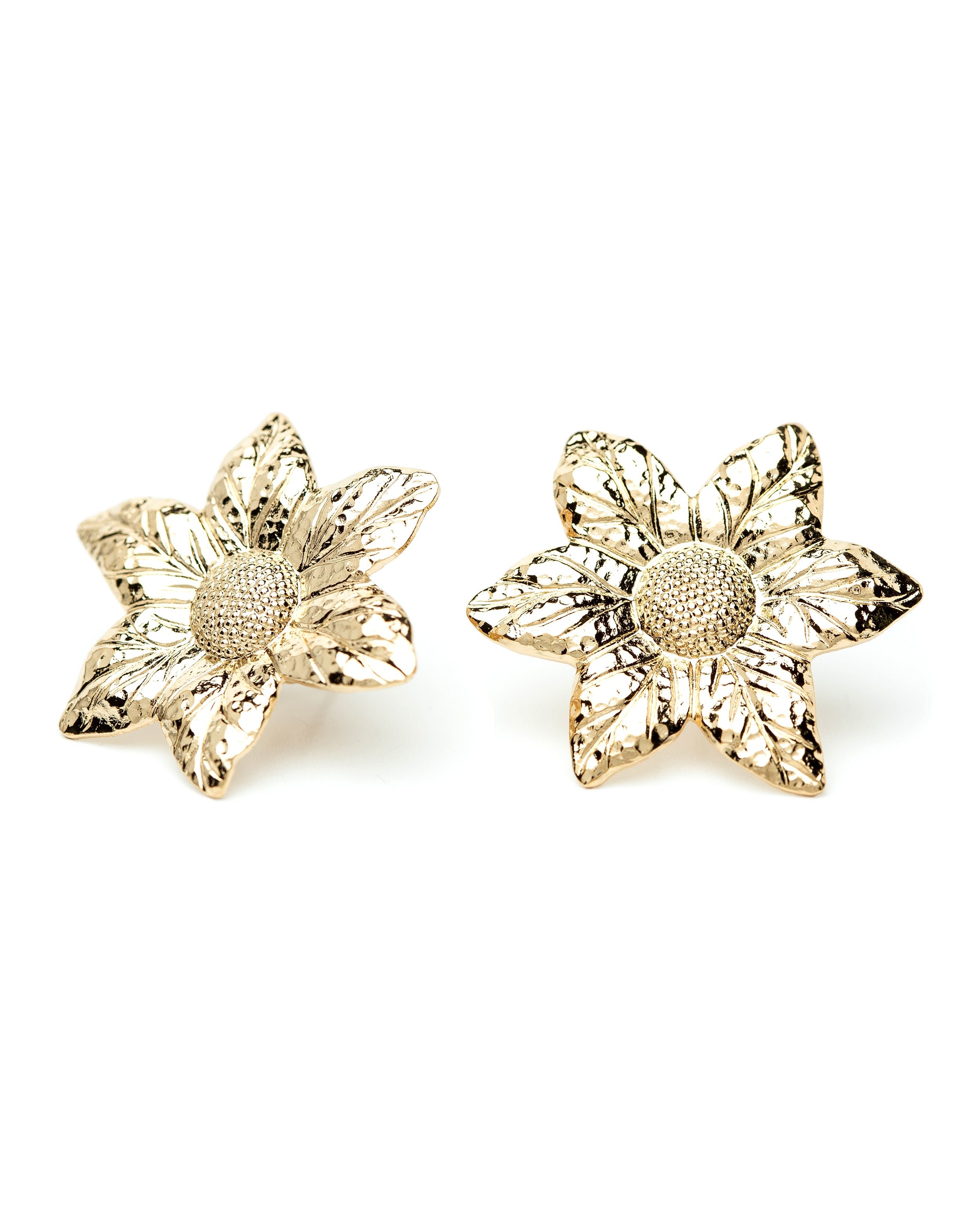 Gold-plated flower stud earrings GoldenMONSIEUR SIMONE