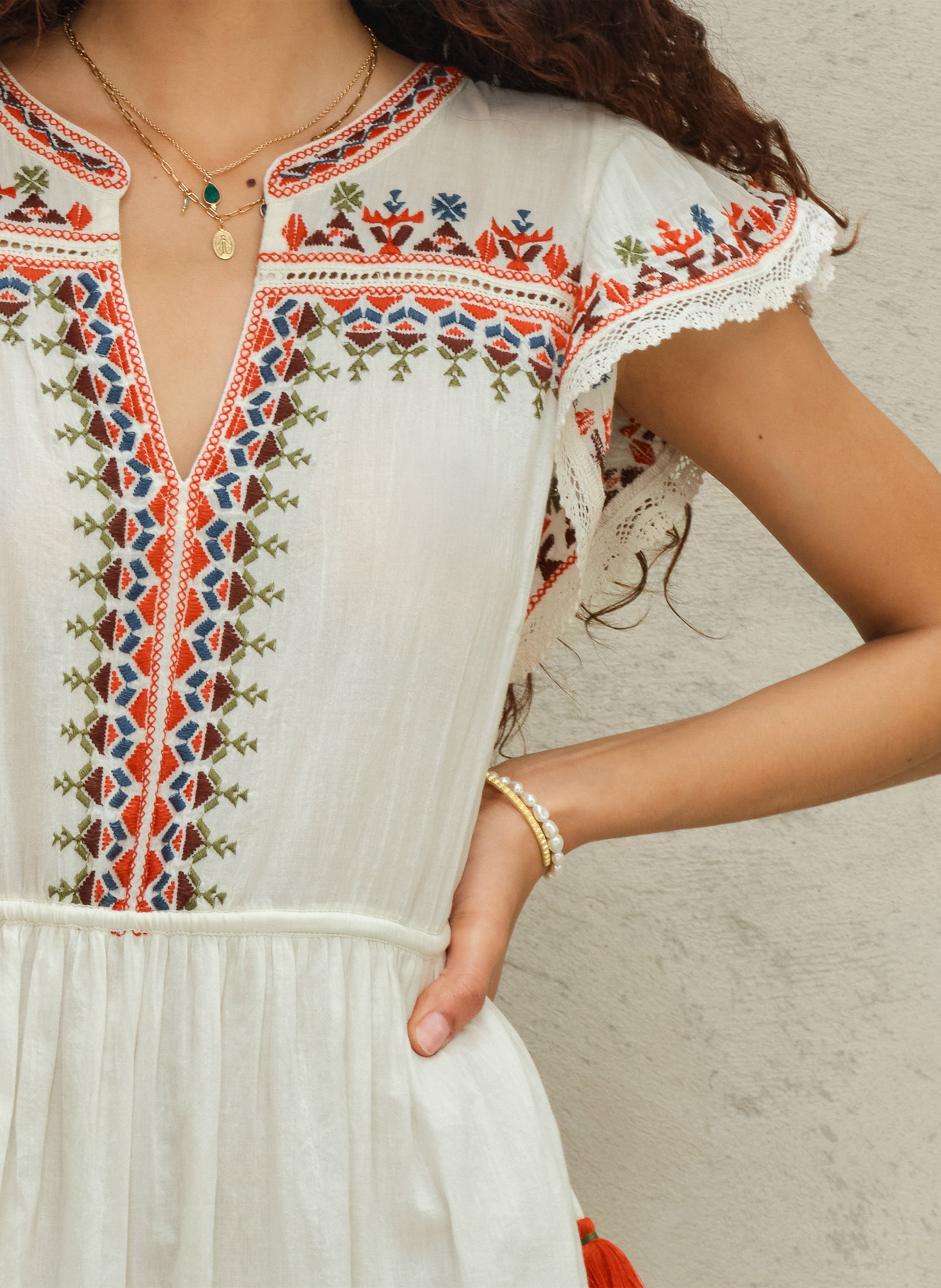 Fitted cotton midi dress M.A.B.E White