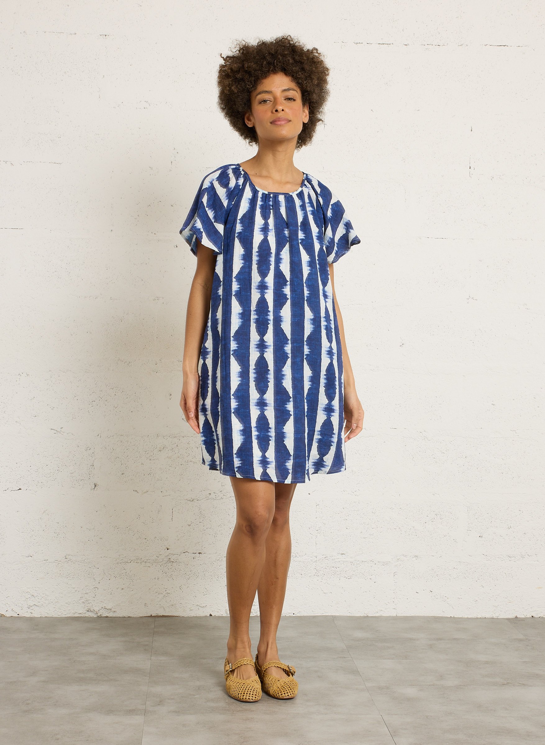 Robe droite en coton THE KORNER Bleu