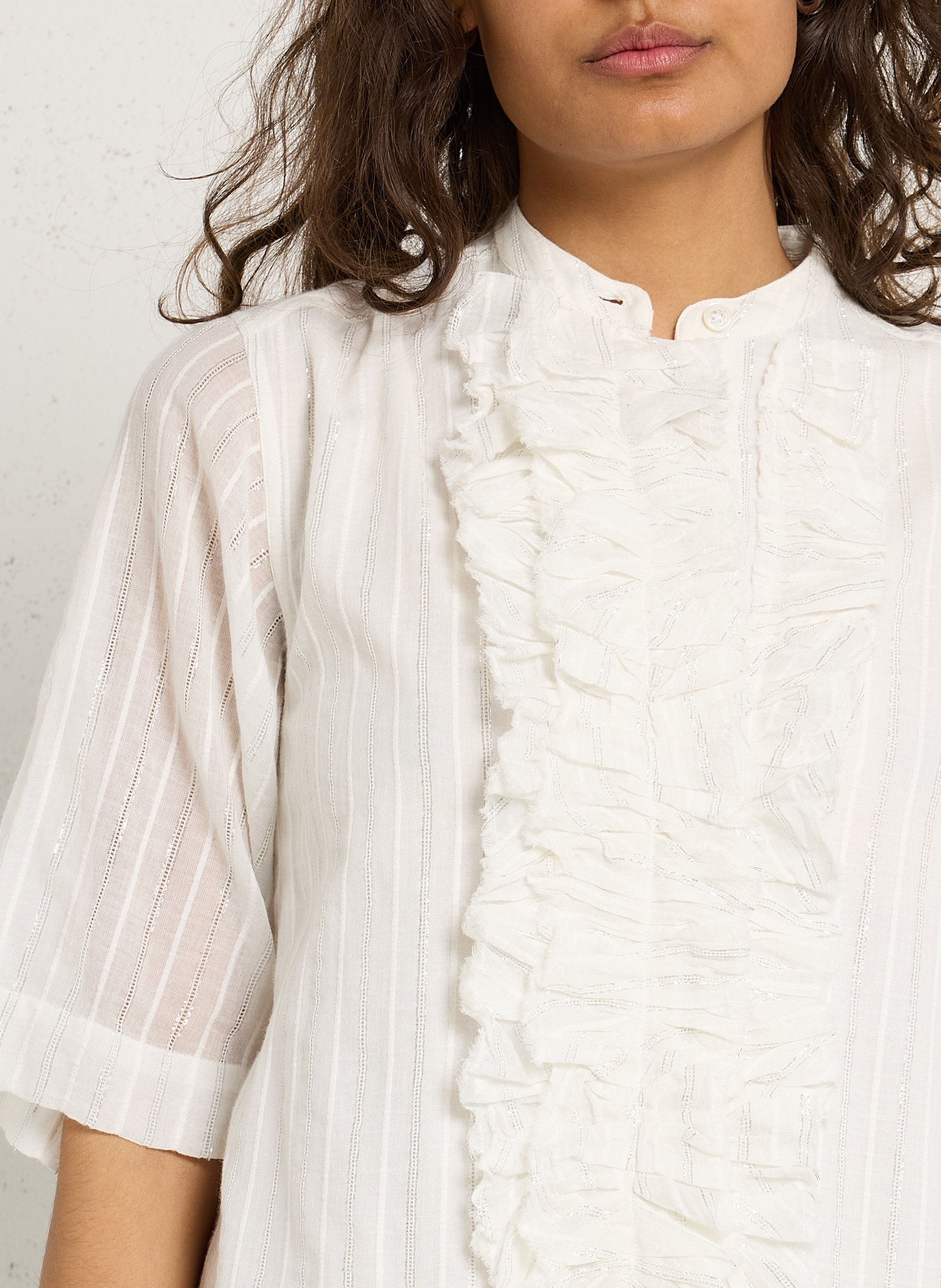 Robe longue col rond en coton mélangé LAURENCE BRAS Blanc