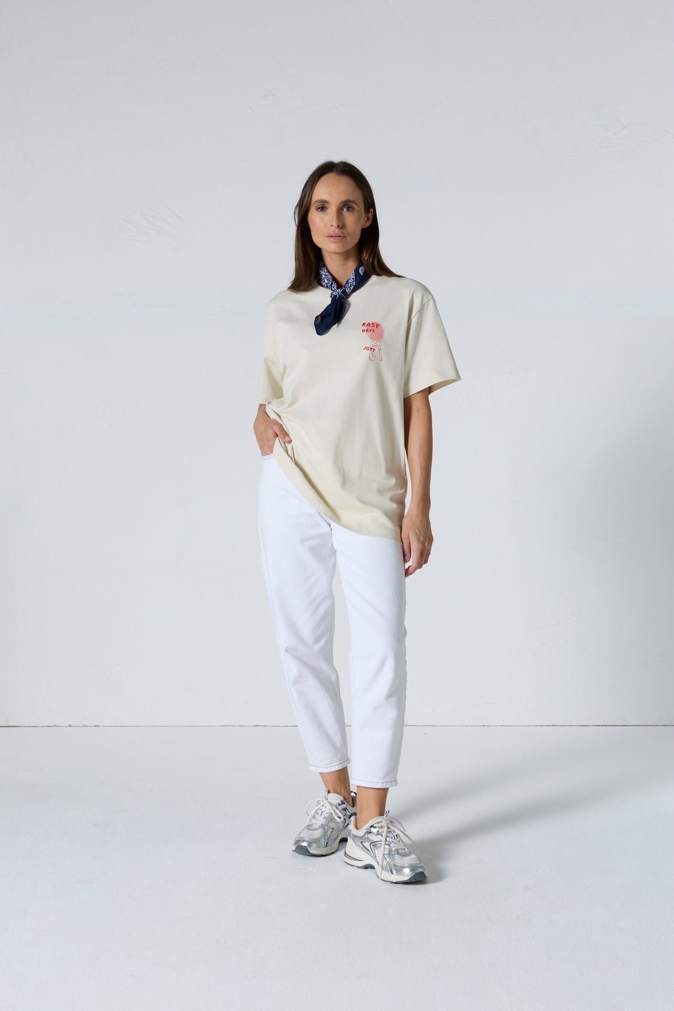 T-shirt col rond mixte imprimé samet JOTT Blanc