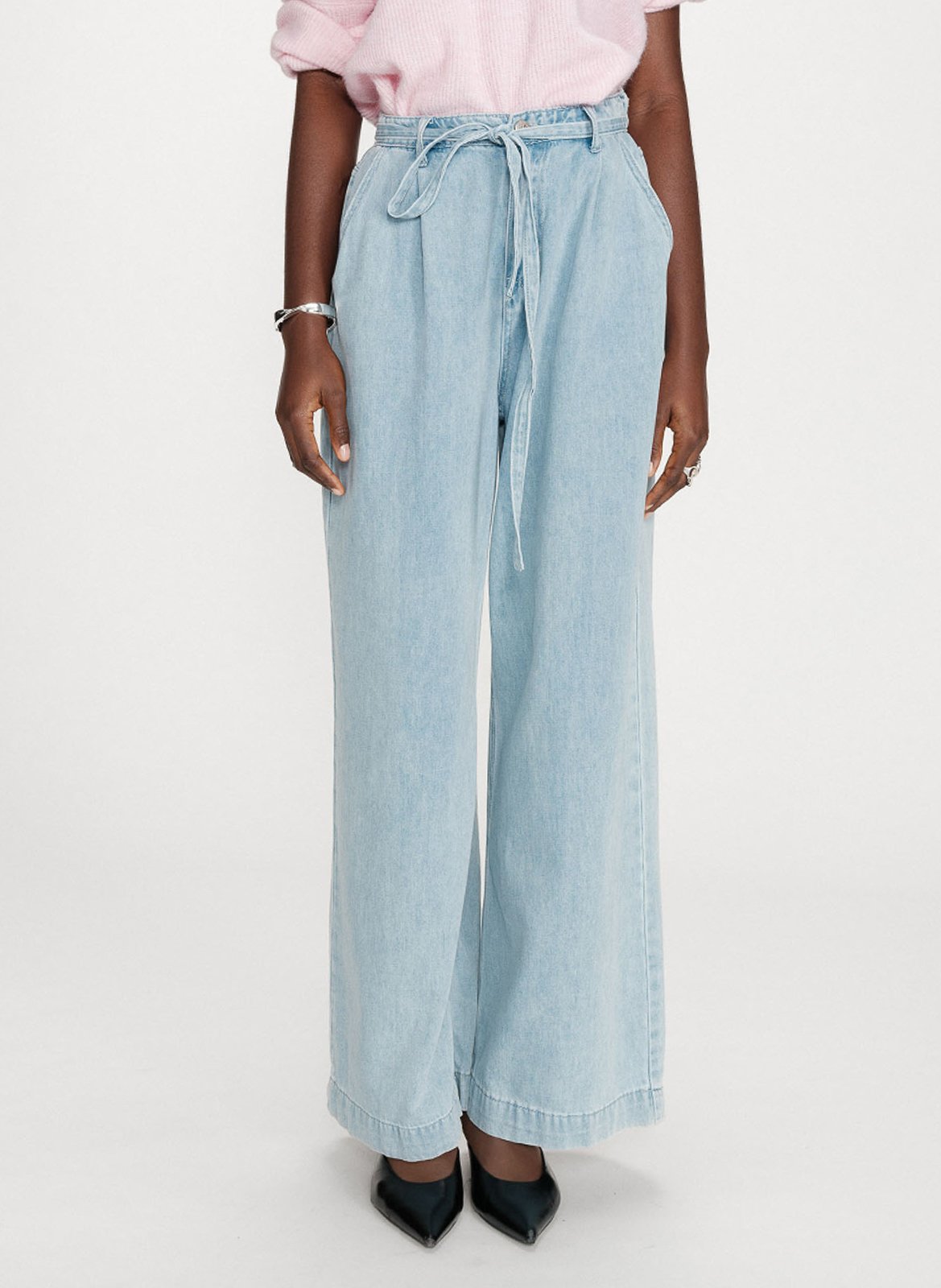 Jean baggy taille haute ceinturé GRACE ET MILA Bleu