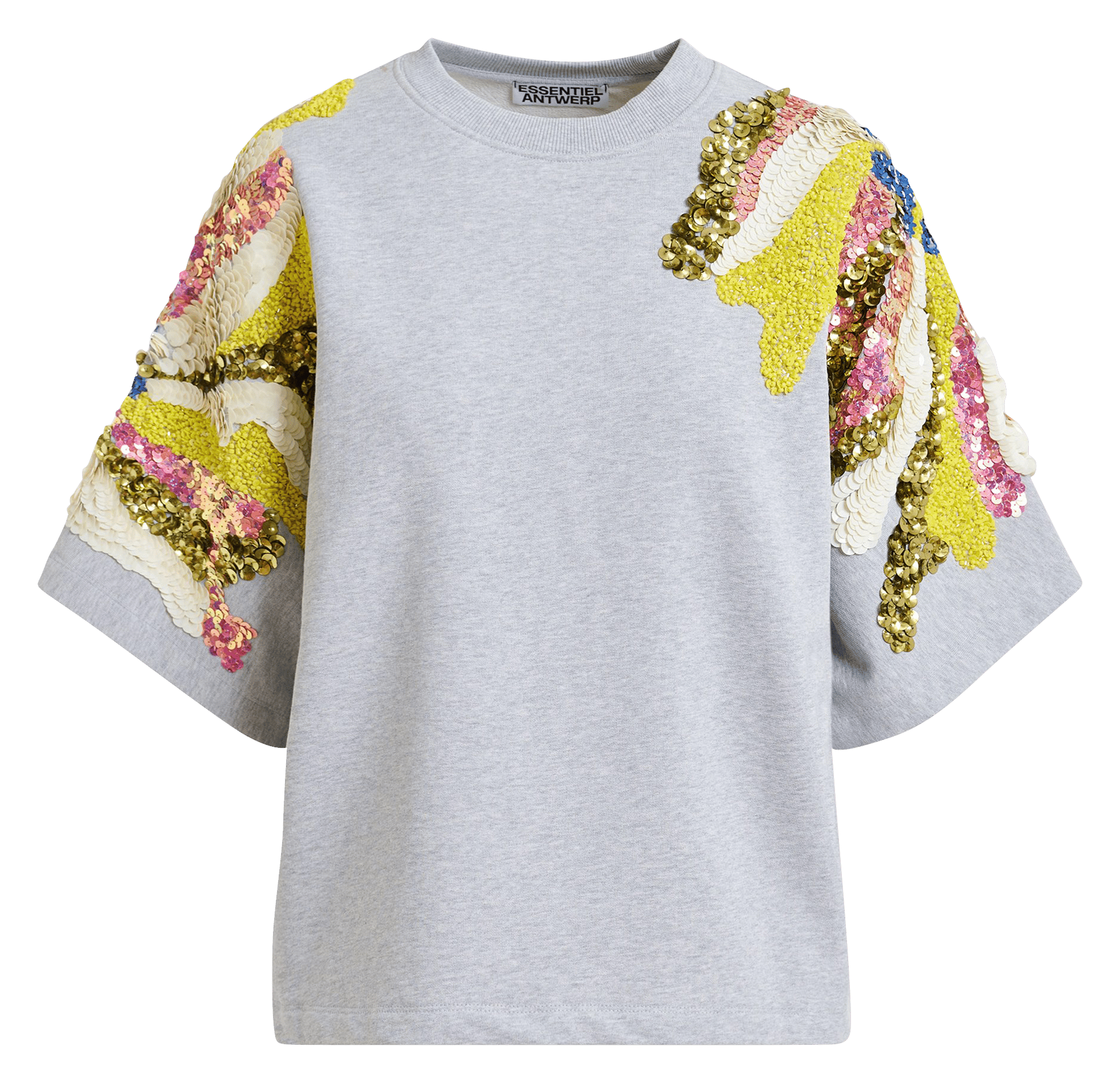 Kurzarm-Sweatshirt mit Pailletten ESSENTIEL ANTWERP Grau
