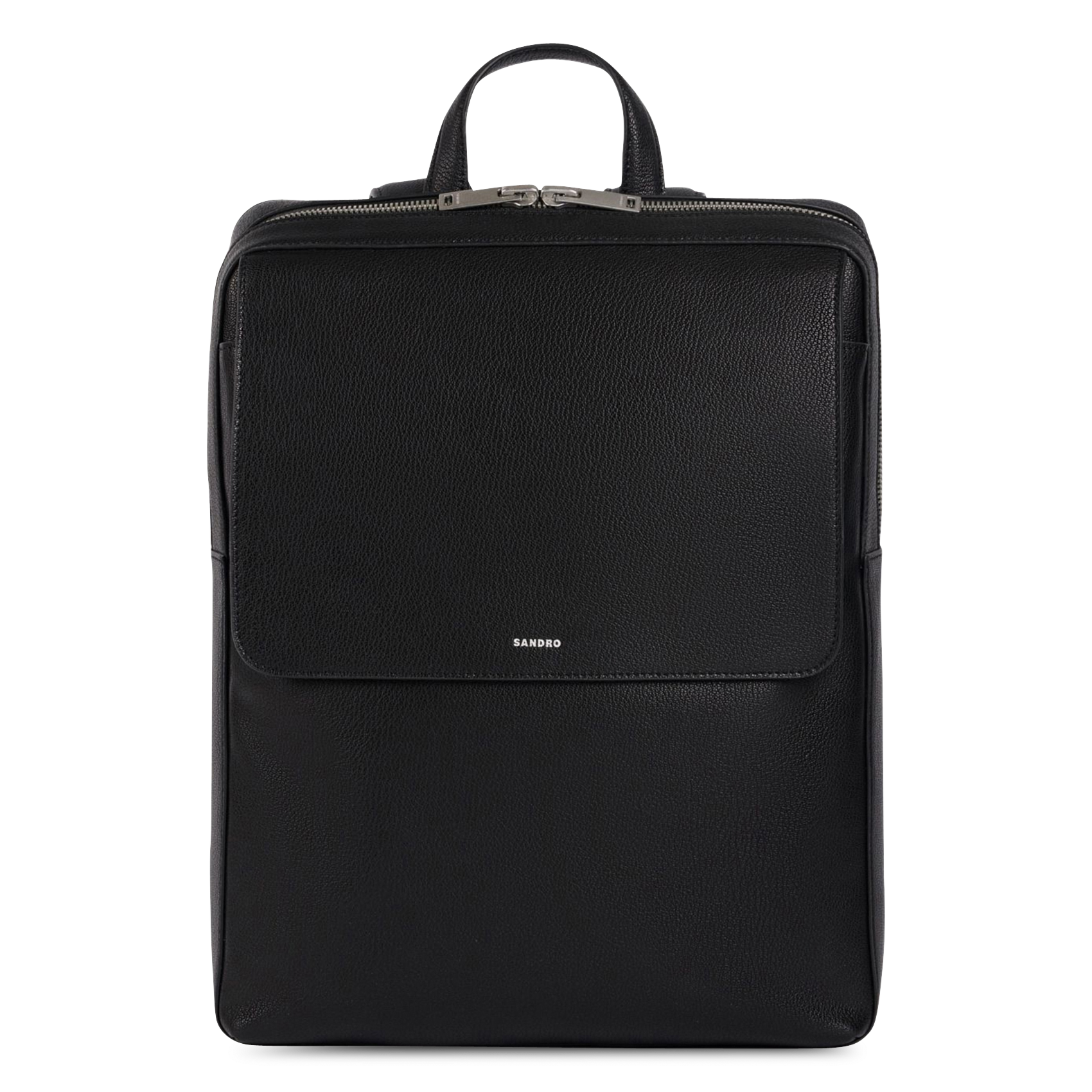 Sac à dos à rabat zippé uni SANDRO Noir