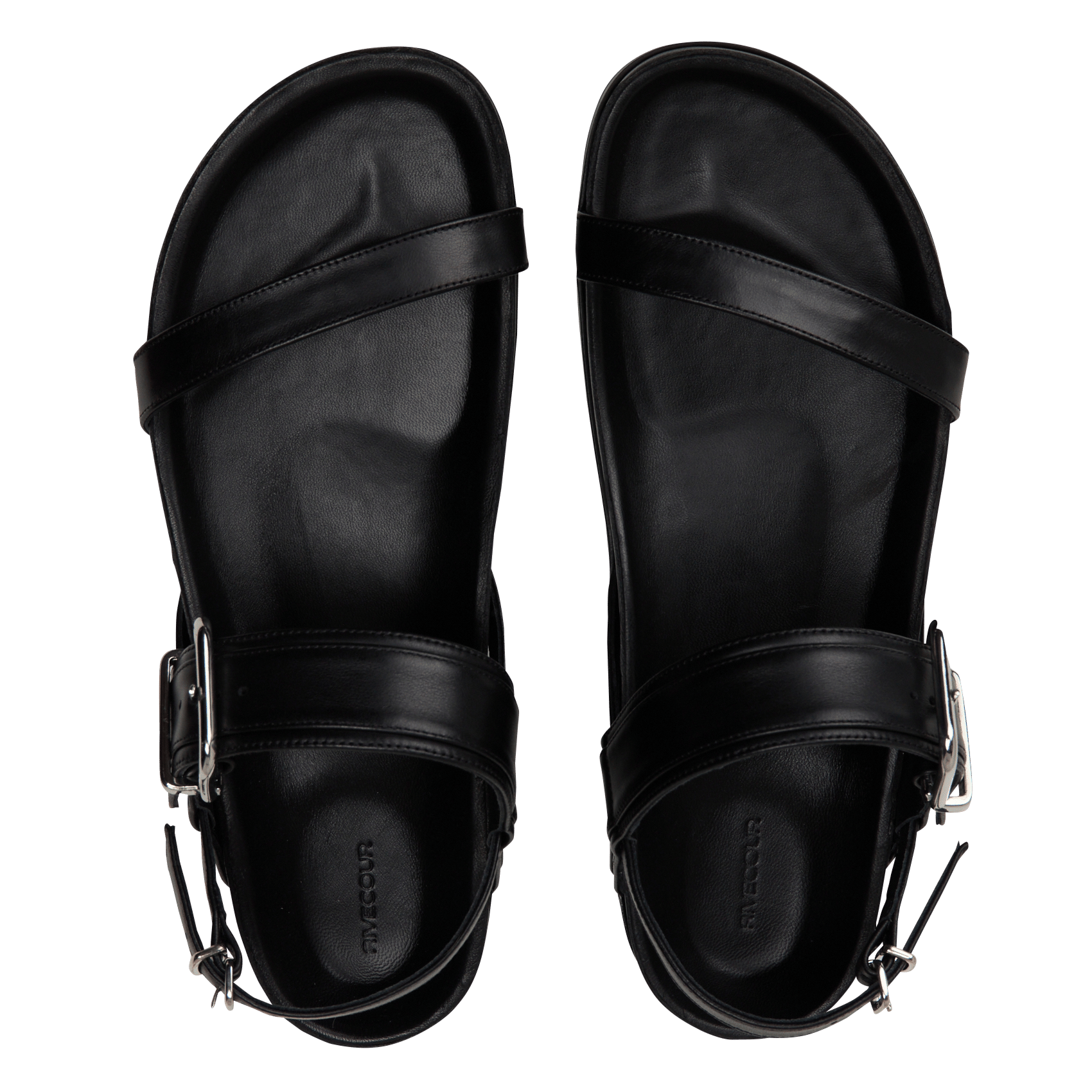 Sandales plates en cuir RIVECOUR Noir