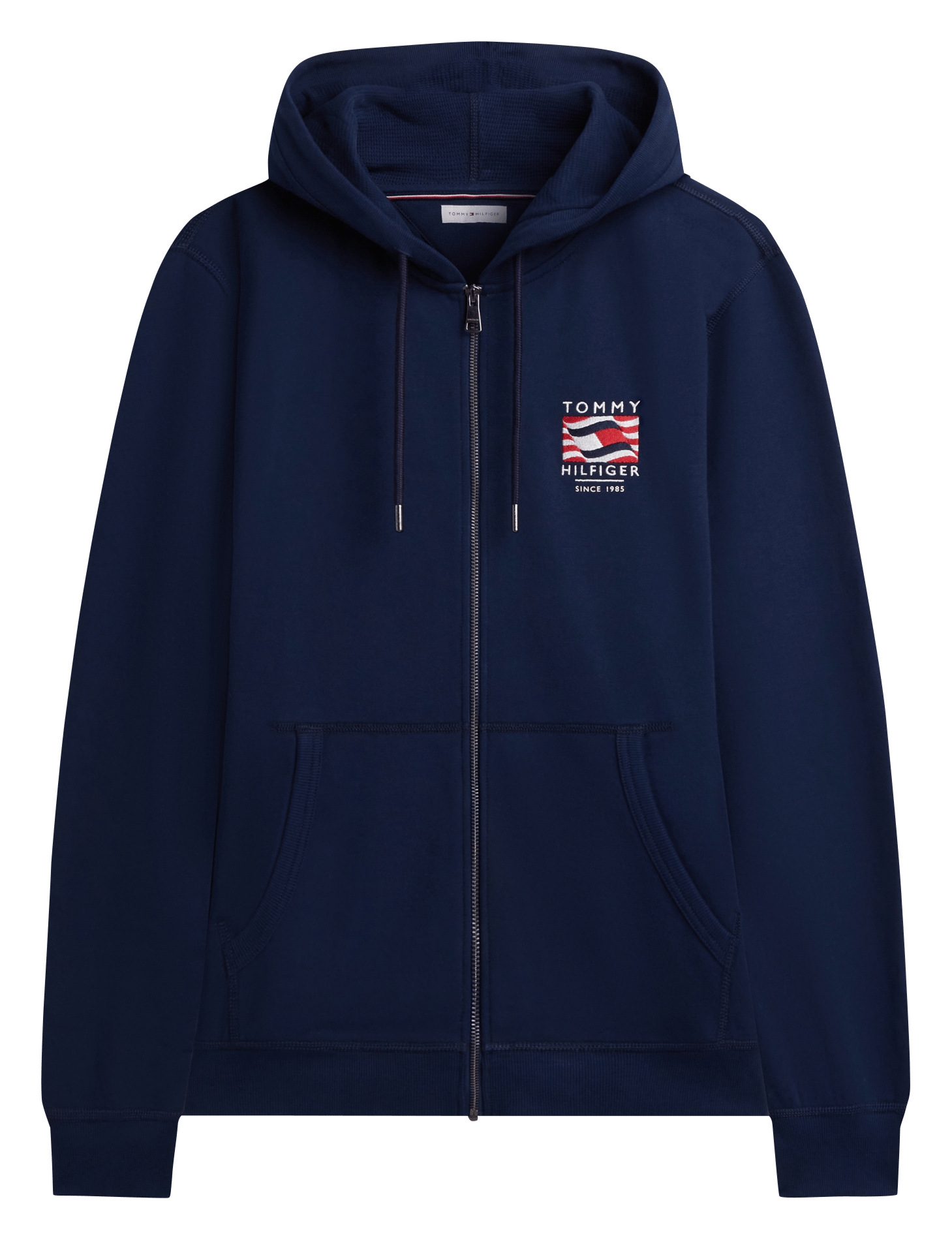 Einfarbiger Kapuzensweater mit Reißverschluss TOMMY HILFIGER Blau