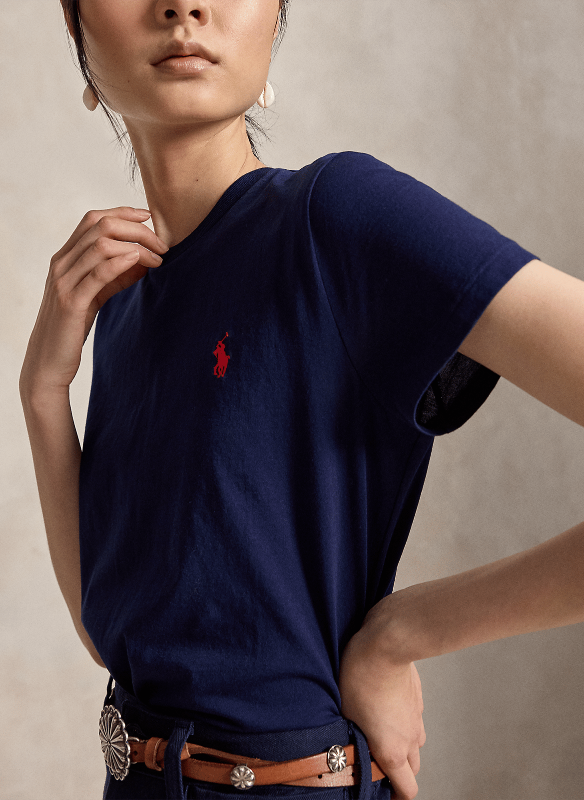 T-Shirt mit kurzen Ärmeln und Logo POLO RALPH LAUREN Blau
