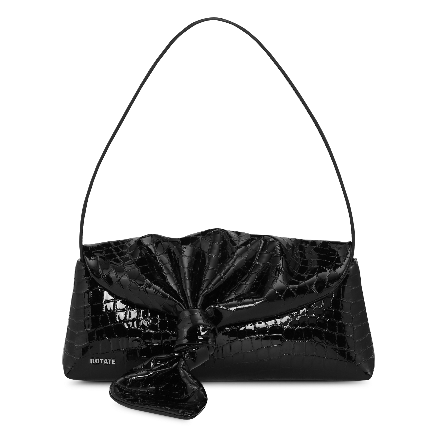 Krokodil-Leder Lackleder Tasche ROTATE Schwarz