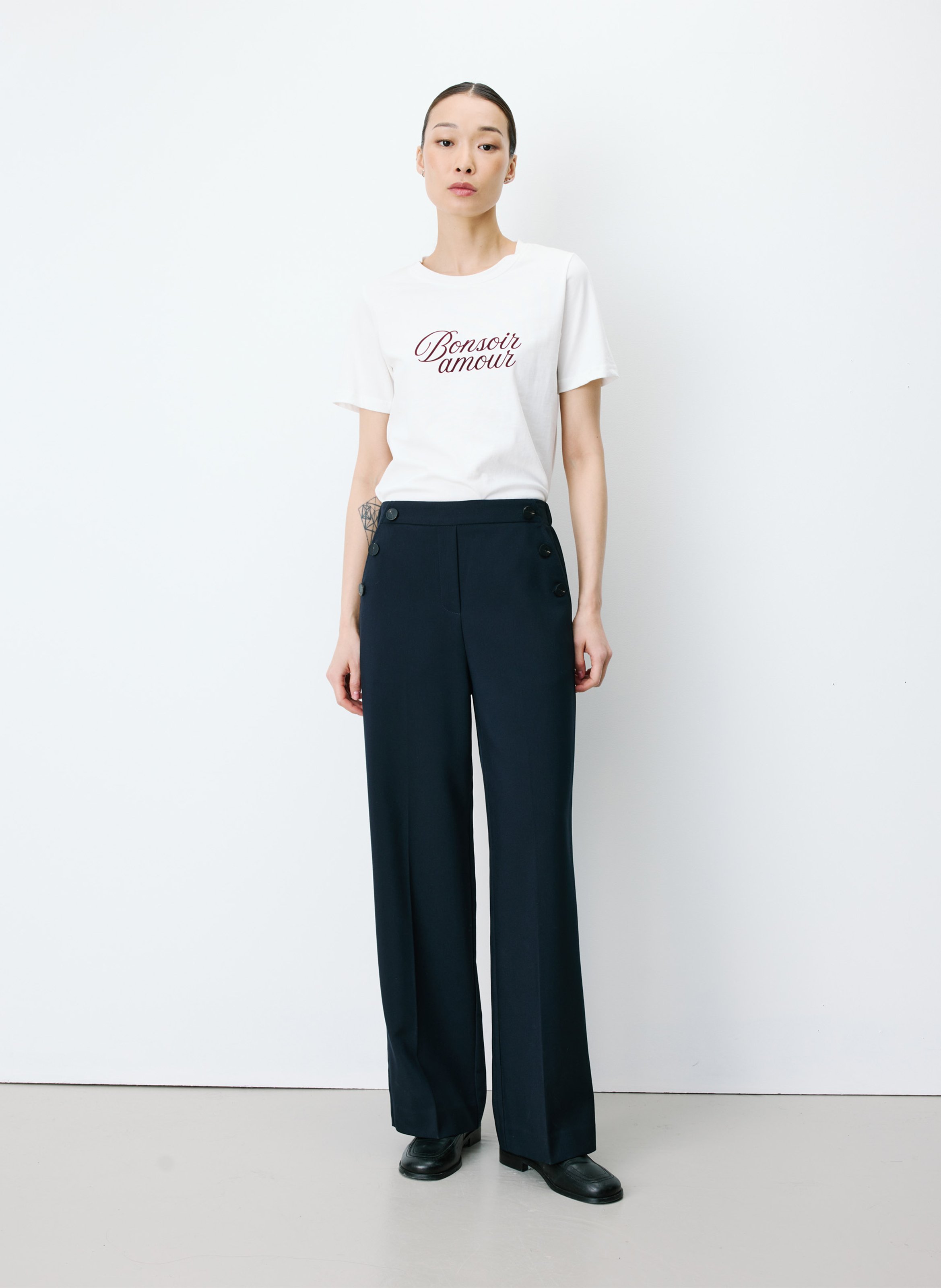 High-waisted straight-leg pants GRACE ET MILA Blue