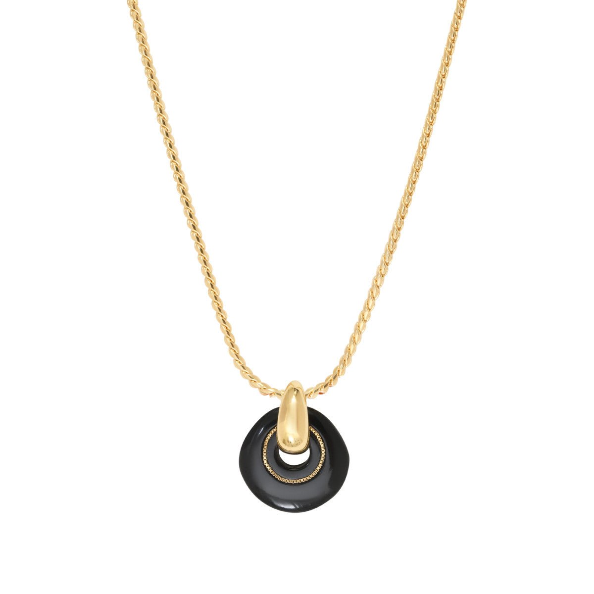 Pendant Necklace in Fine Gold Plating SATELLITE PARIS Black