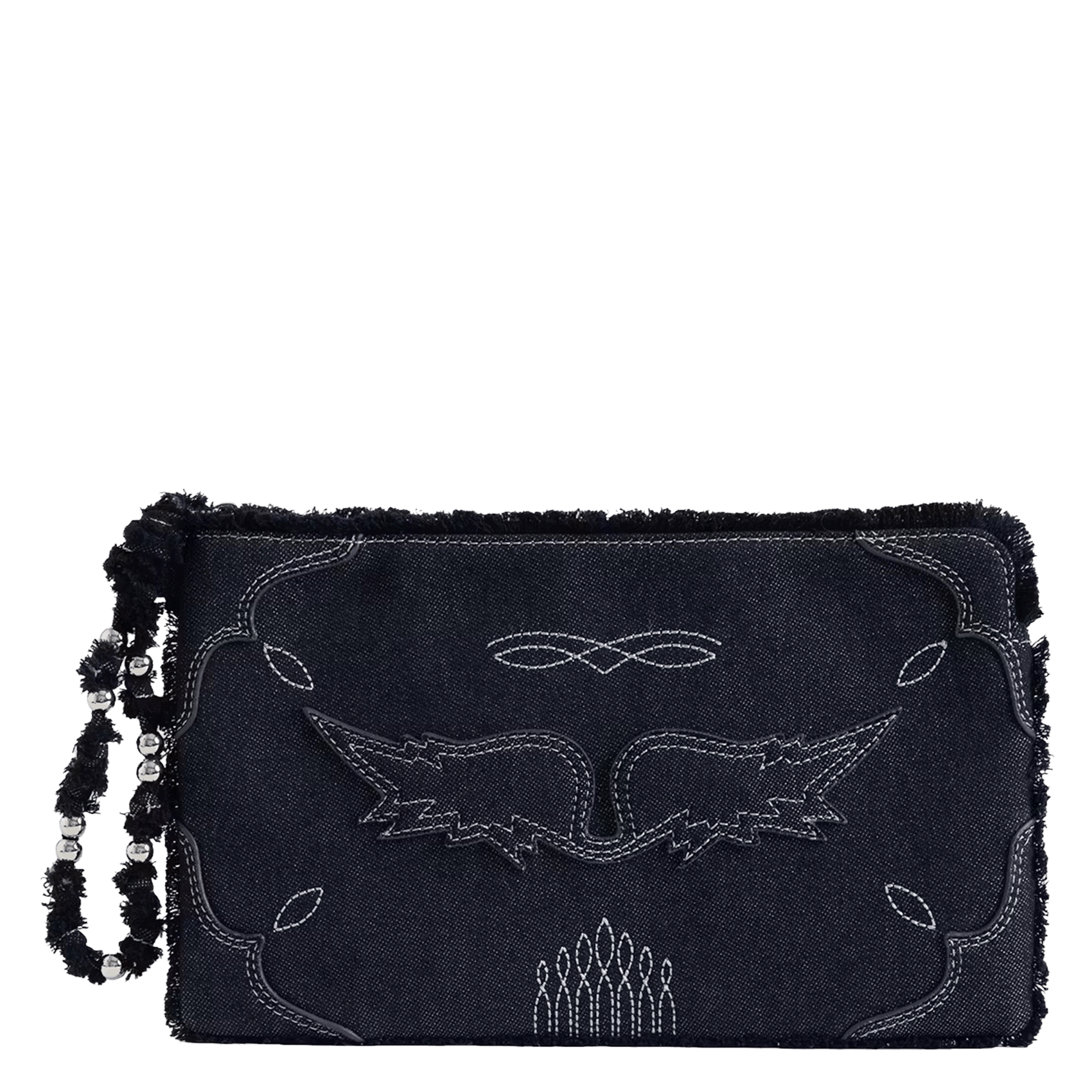 Bestickte Clutch aus gemischter Baumwolle ZADIG&VOLTAIRE Blau