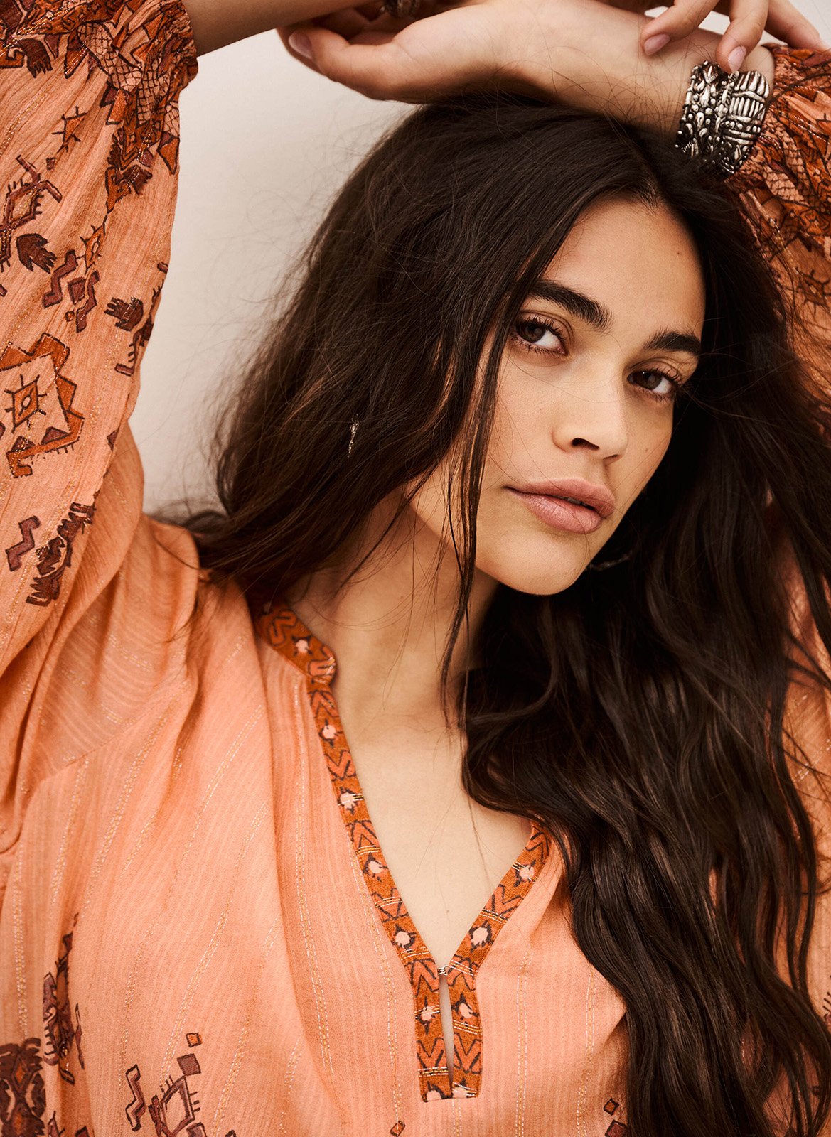 Blouse imprimée col tunisien BA&SH Orange