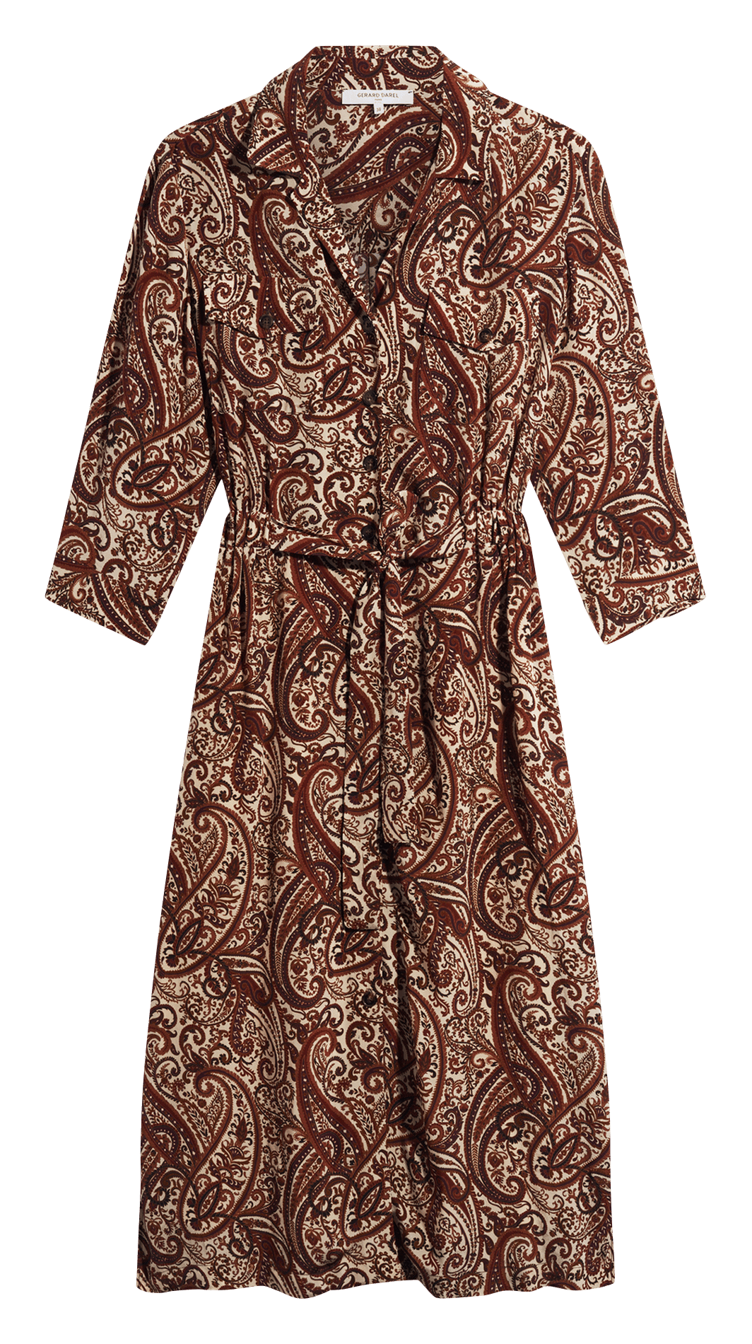 Robe midi cintrée imprimée GERARD DAREL Marron
