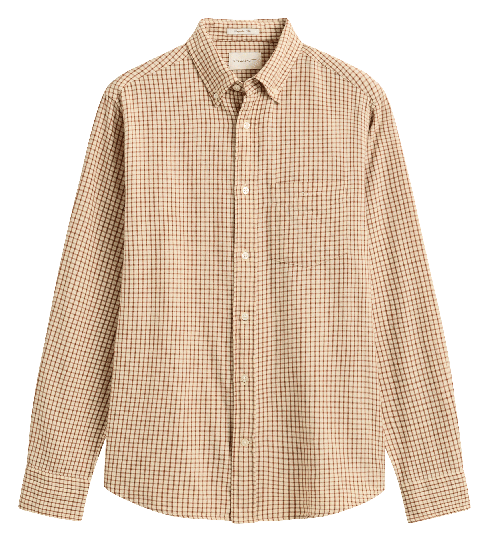 Chemise droite col classique à carreaux en coton GANT Marron