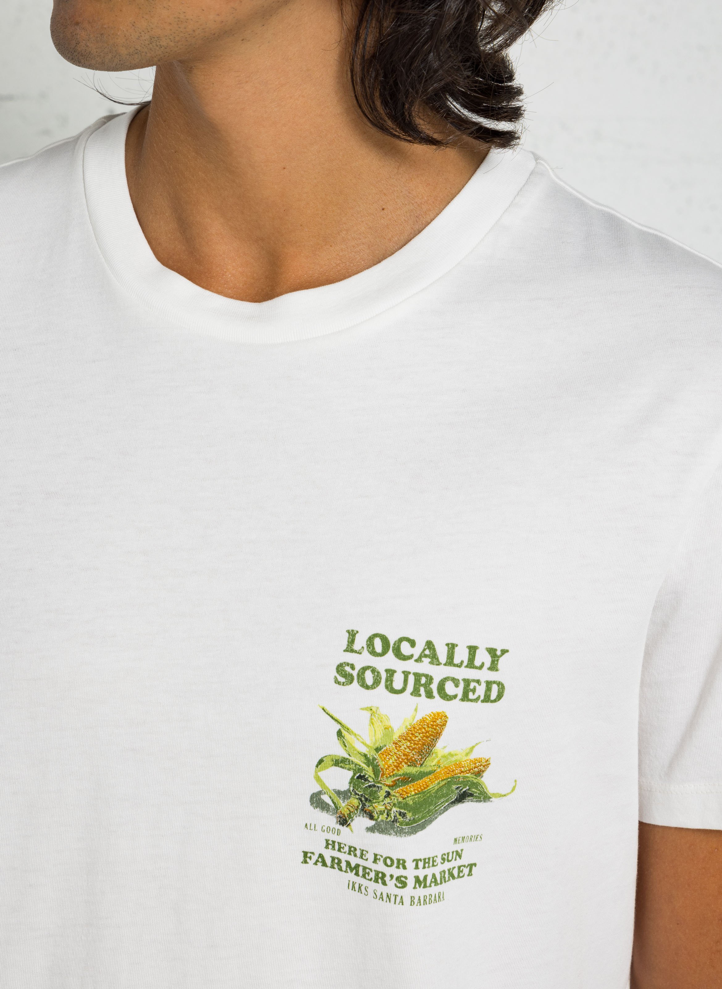 Tee-shirt droit col rond imprimé en coton IKKS Blanc