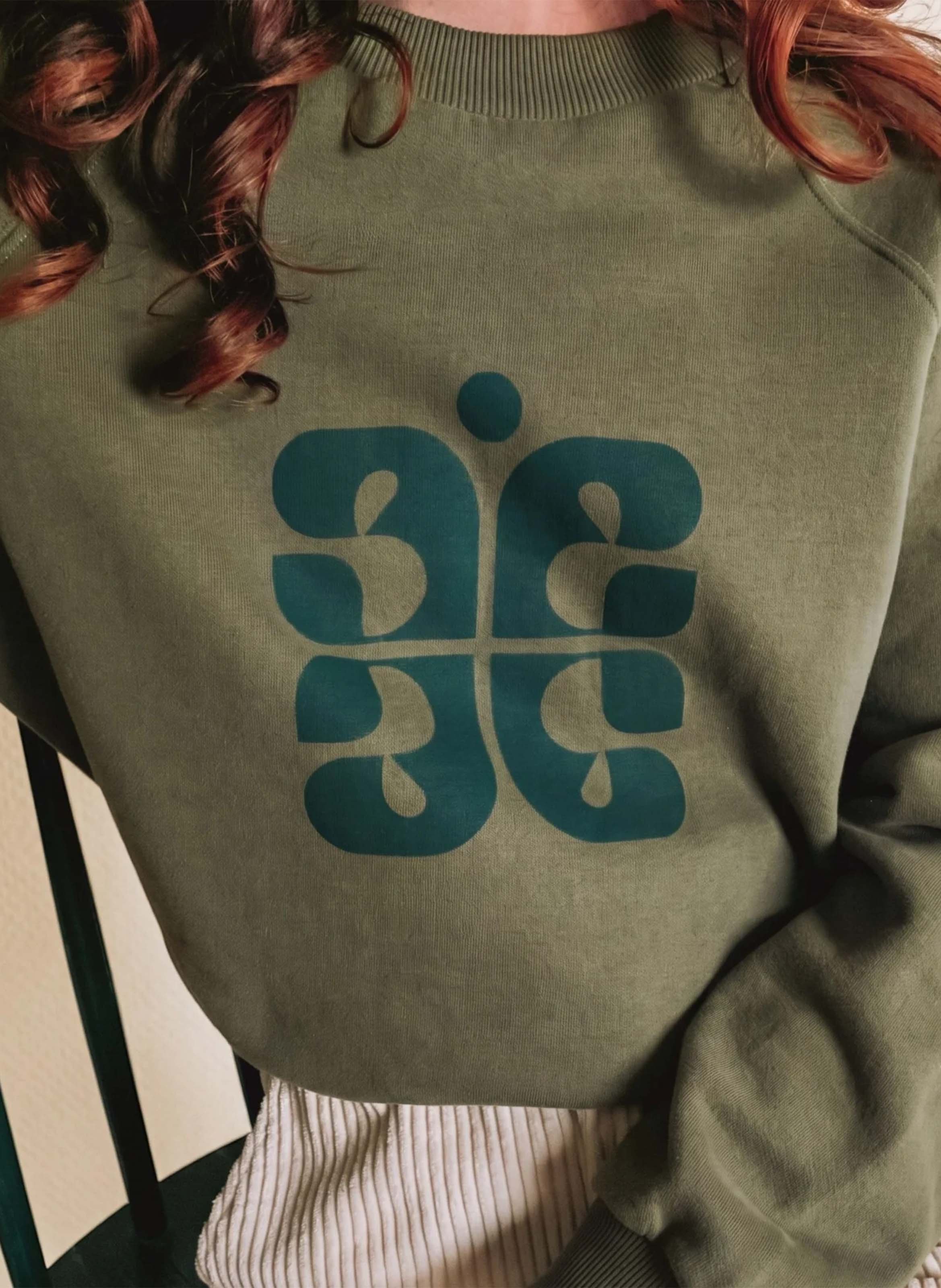 Round-neck organic cotton sweatshirt EMILE ET IDA Green