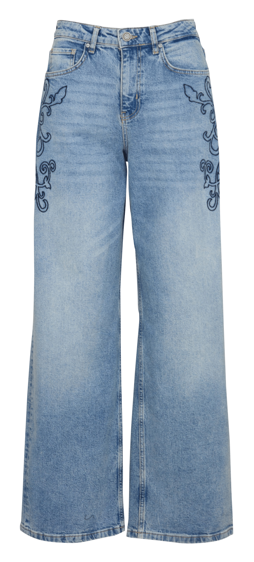 Wijde jeans met katoenen borduurwerk SUD EXPRESS Blauw