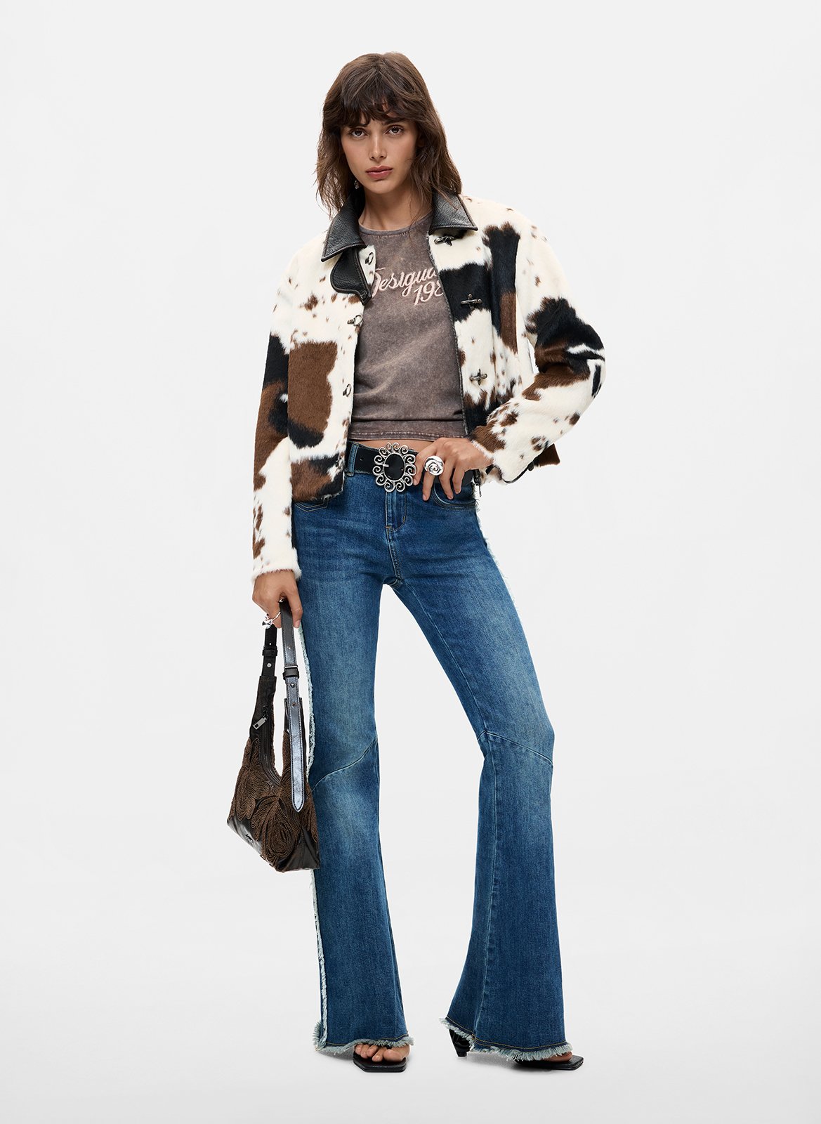 Veste droite en fourrure synthétiqu DESIGUAL Blanc