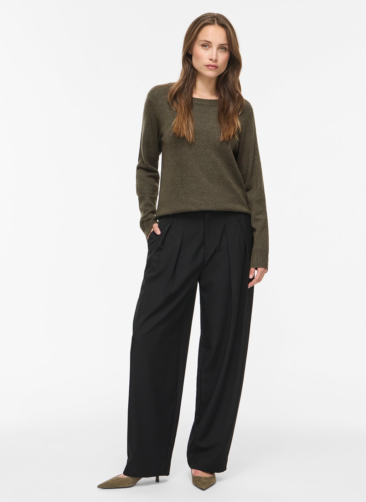 Round-neck sweater VILA Khaki