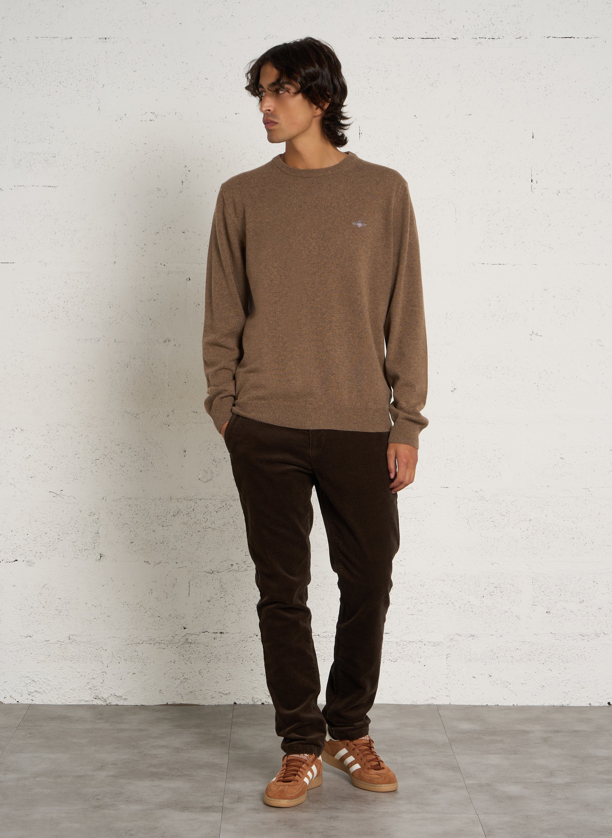 Pull col rond en laine GANT Marron