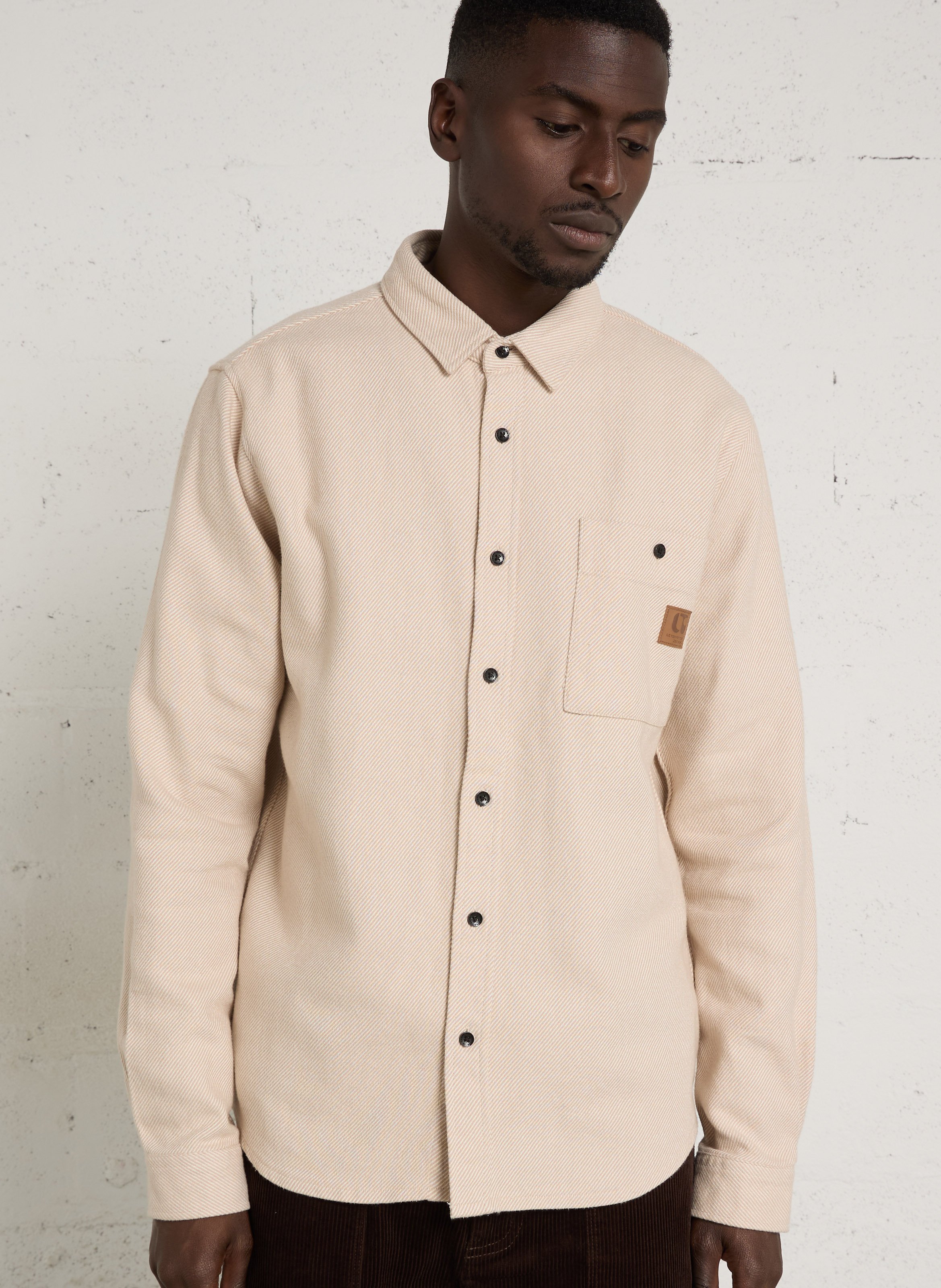 Striped straight-cut cotton shirt LE TEMPS DES CERISES Brown