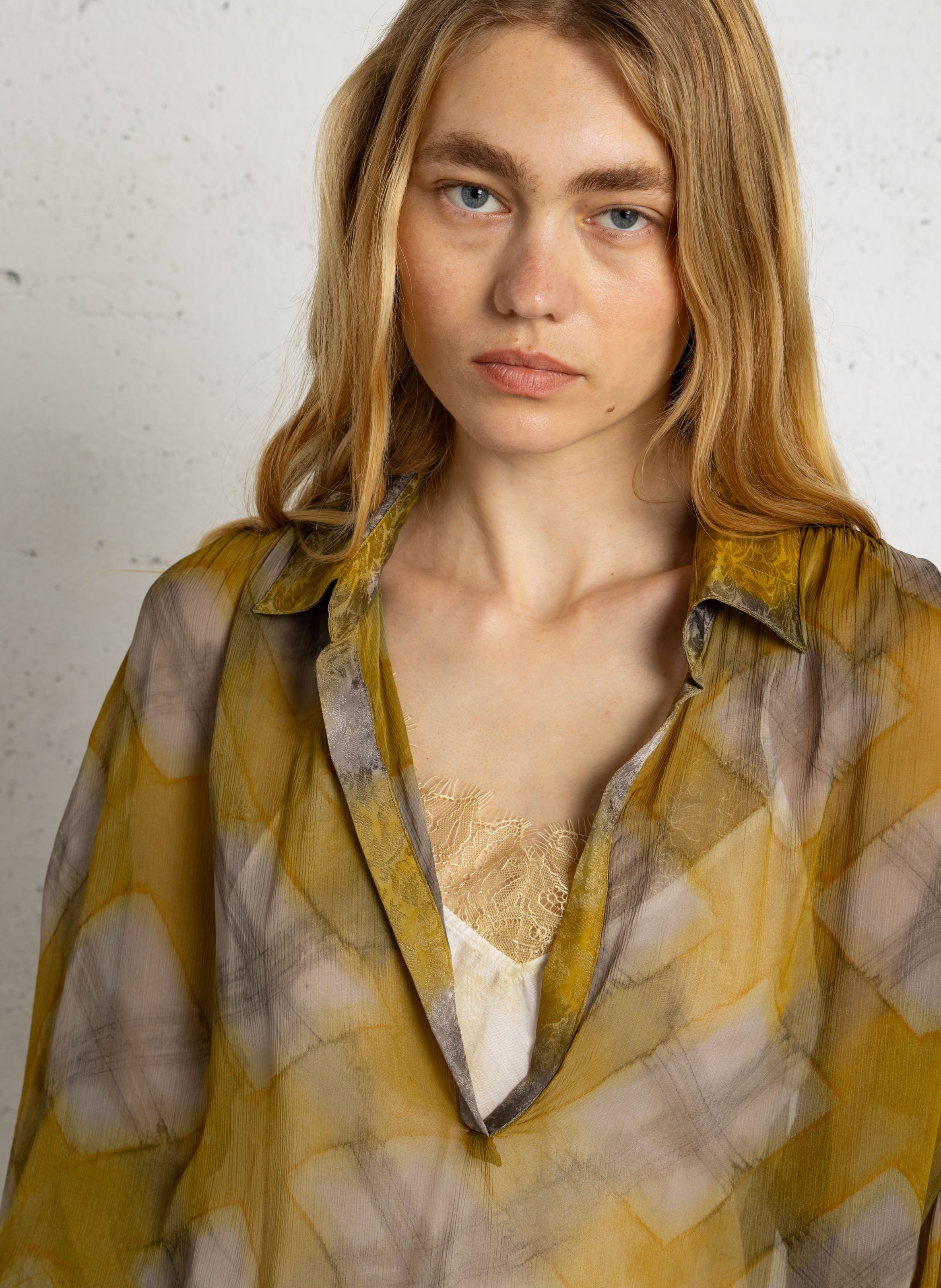 Ruimvallende blouse met print MES DEMOISELLES Geel