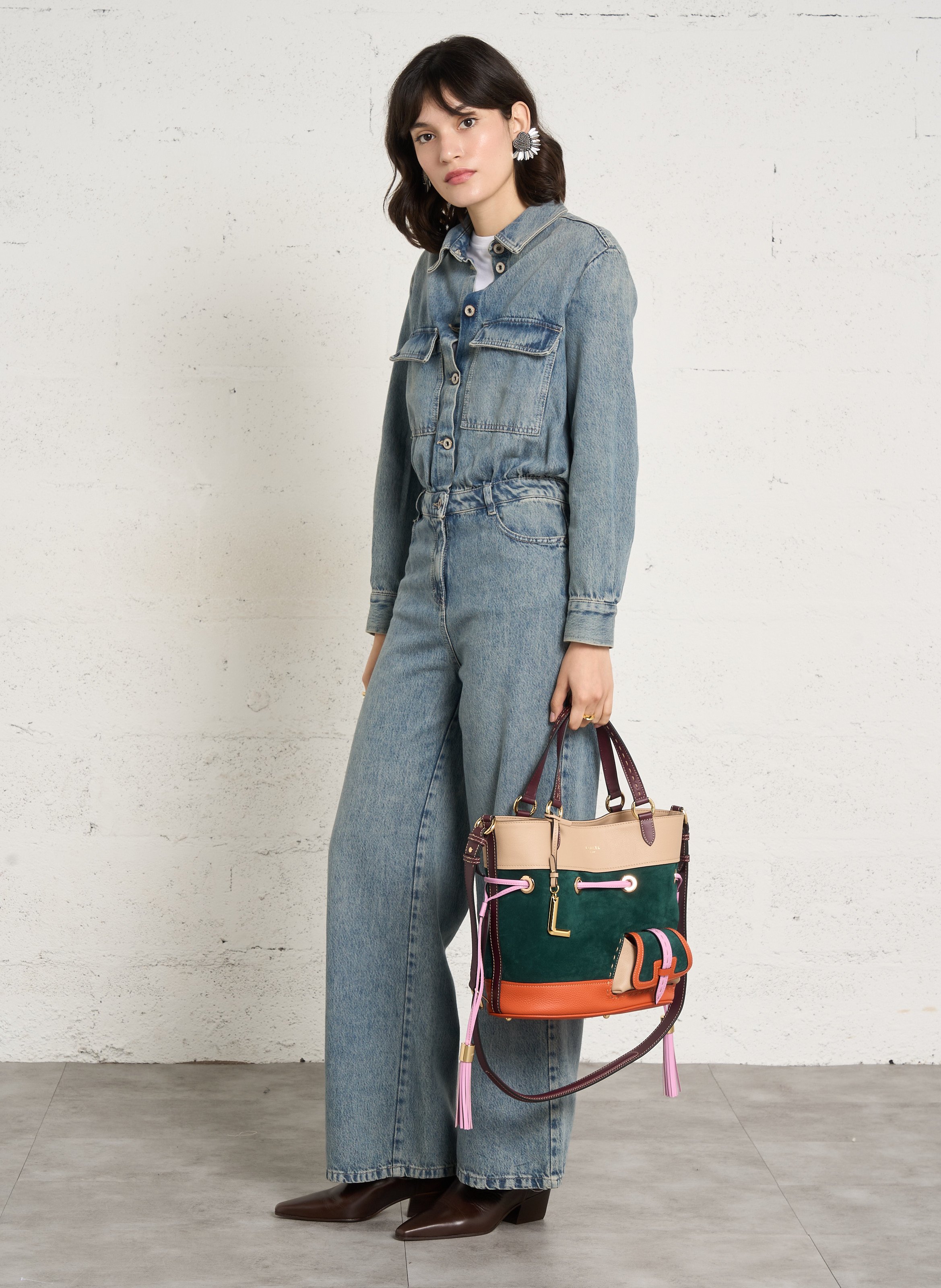 Beuteltasche aus Leder LANCEL Grun