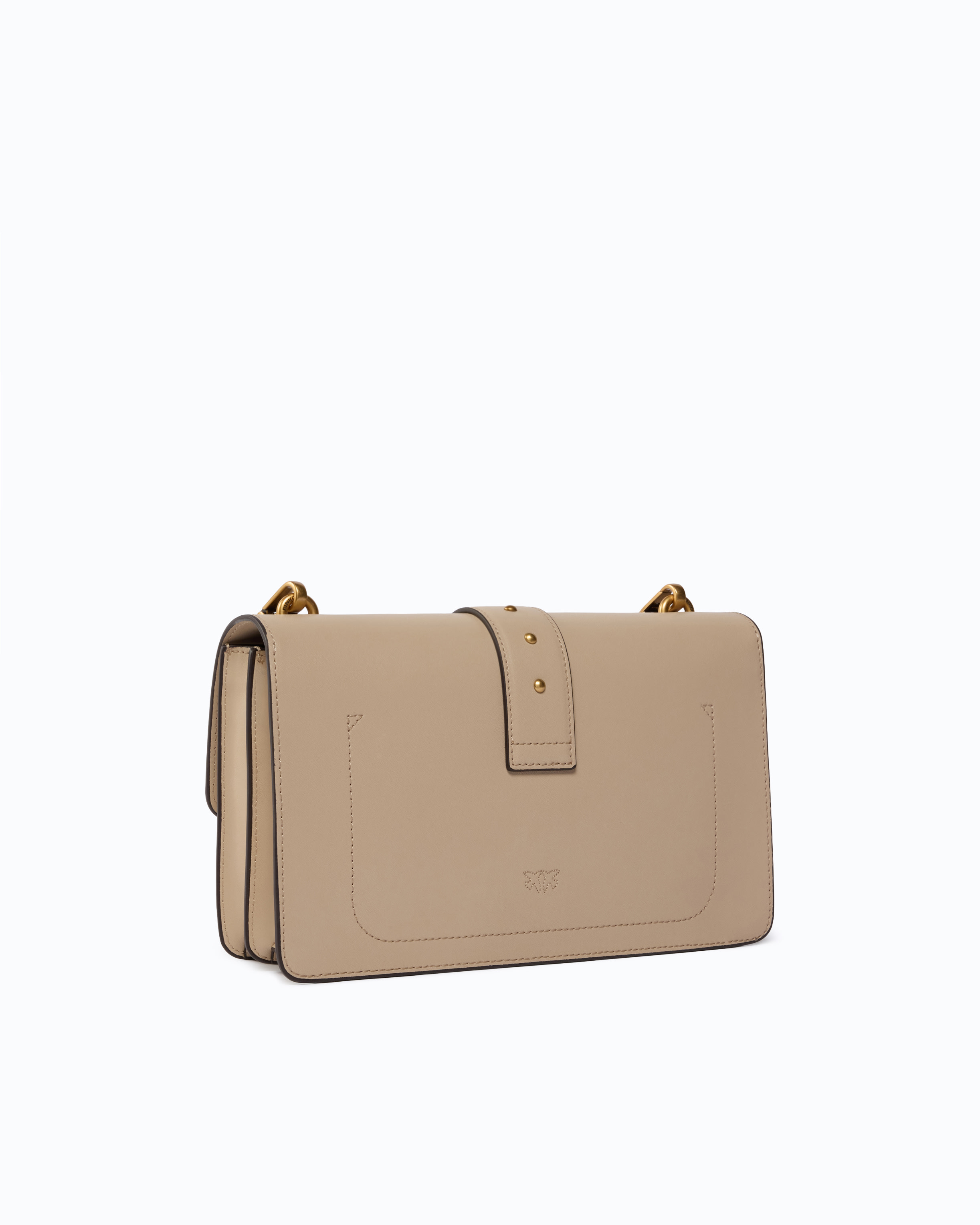 Sac à main moyen love bag one en cuir avec new buckle PINKO Beige