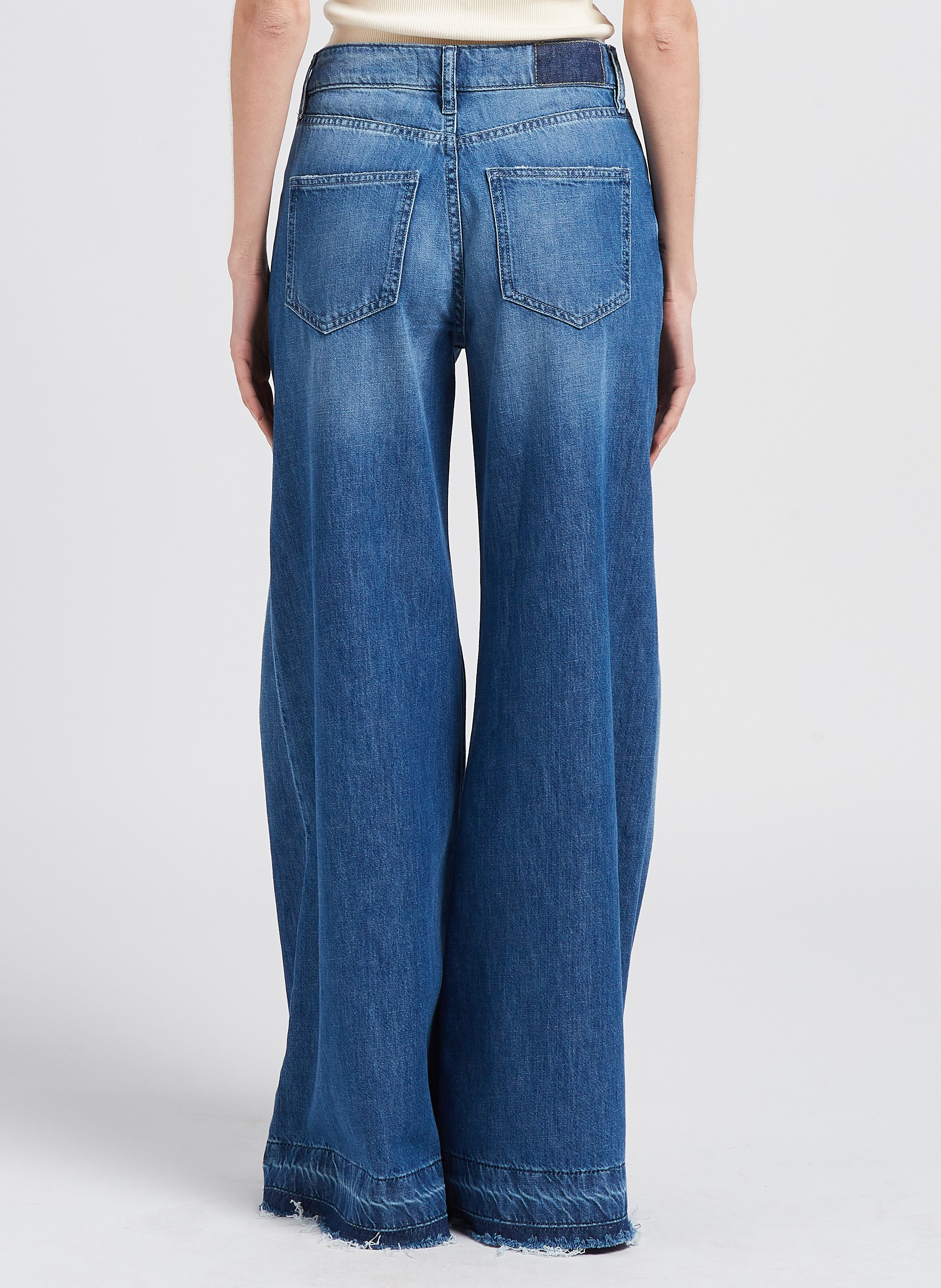 Jean flare taille haute en coton  ACQUAVERDE Bleu