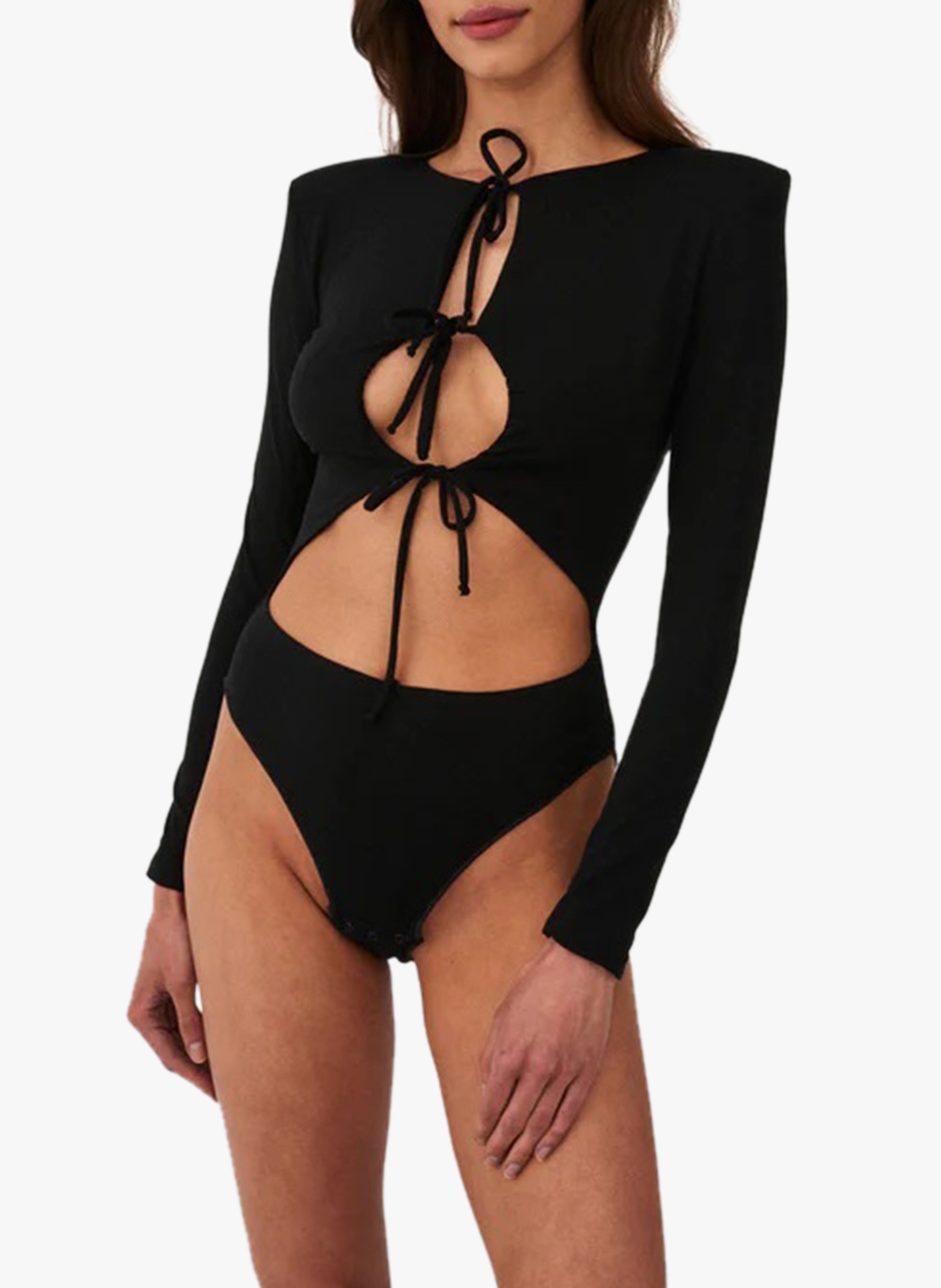 Body met ronde kraag en deelnaden UNDRESS CODE Zwart