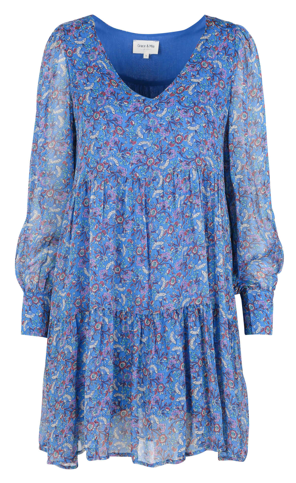Short printed round-neck dress GRACE ET MILA Blue