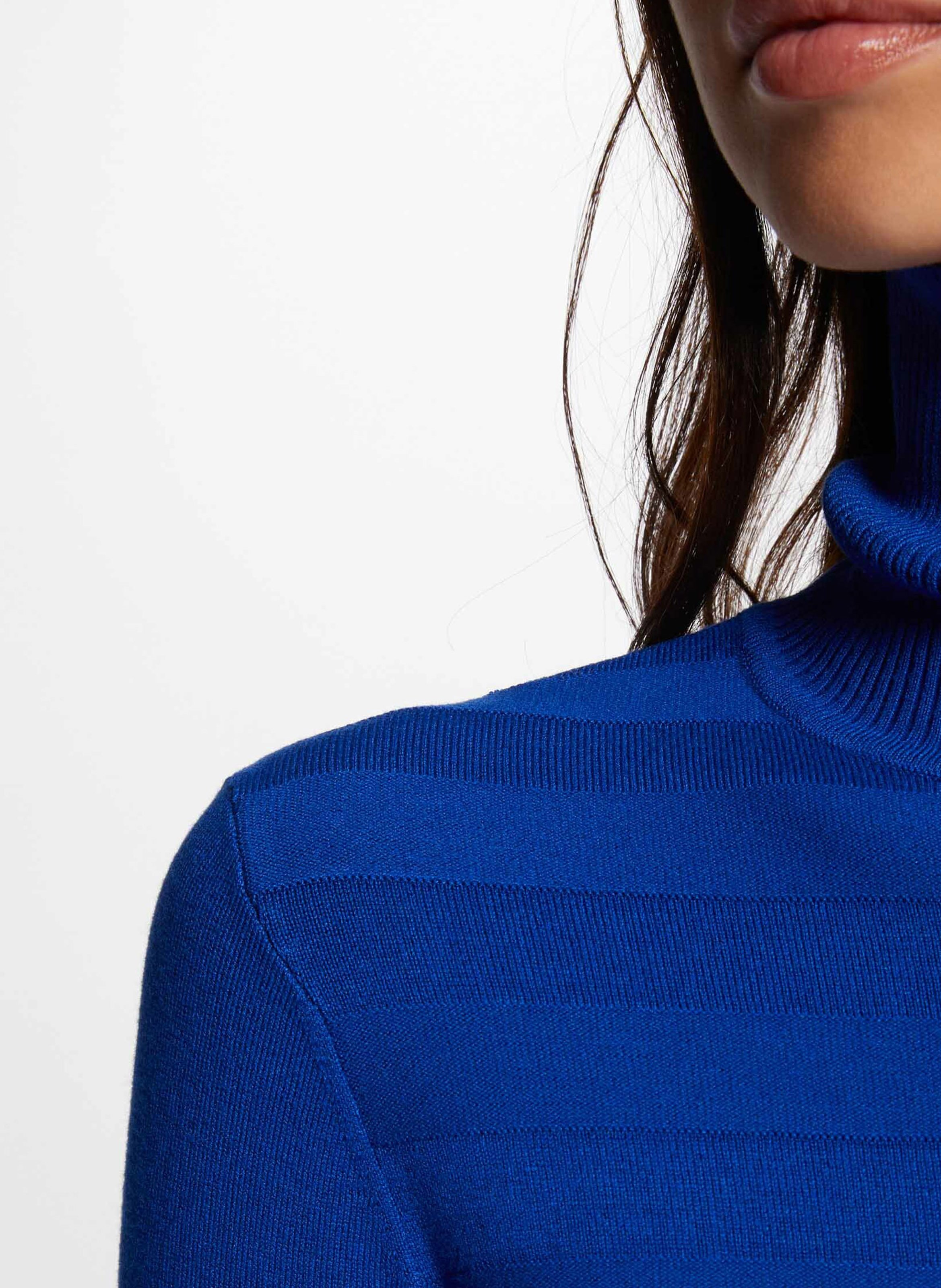 Pull col roulé Bleu