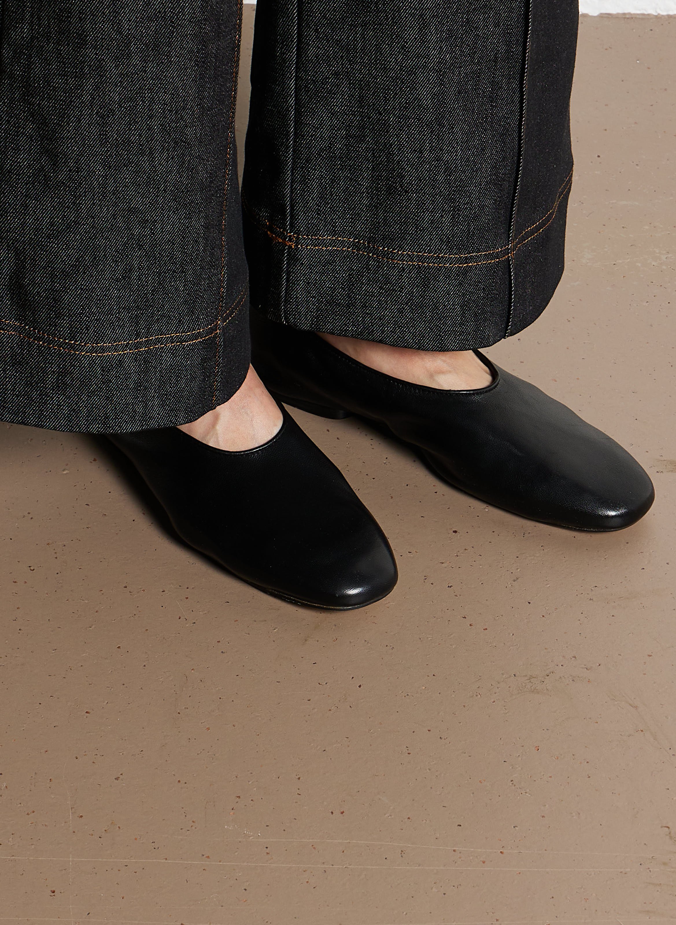 Leather ballerina flats SOEUR Black