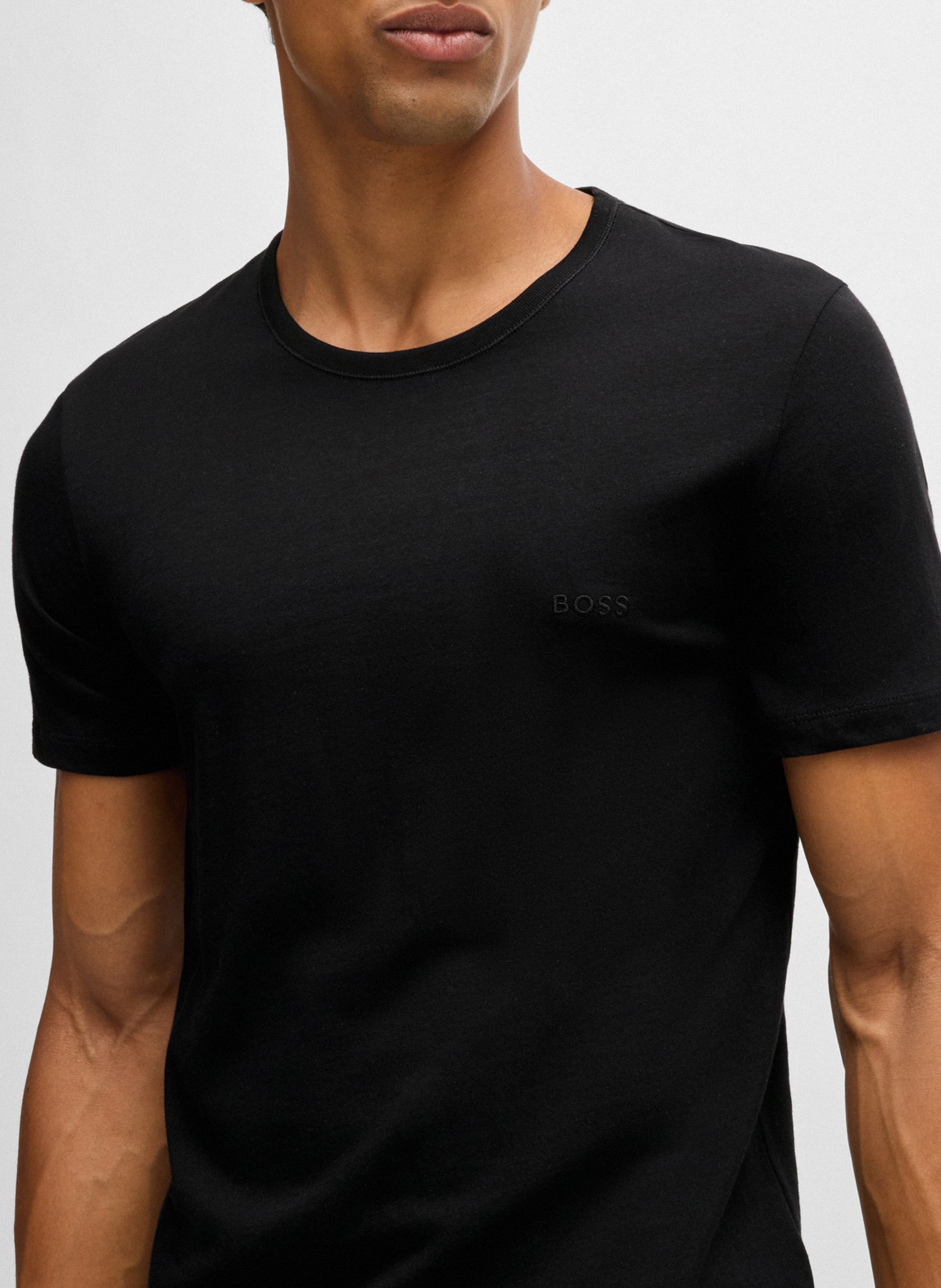 Pack of 3 round-neck cotton T-shirts BOSS Black