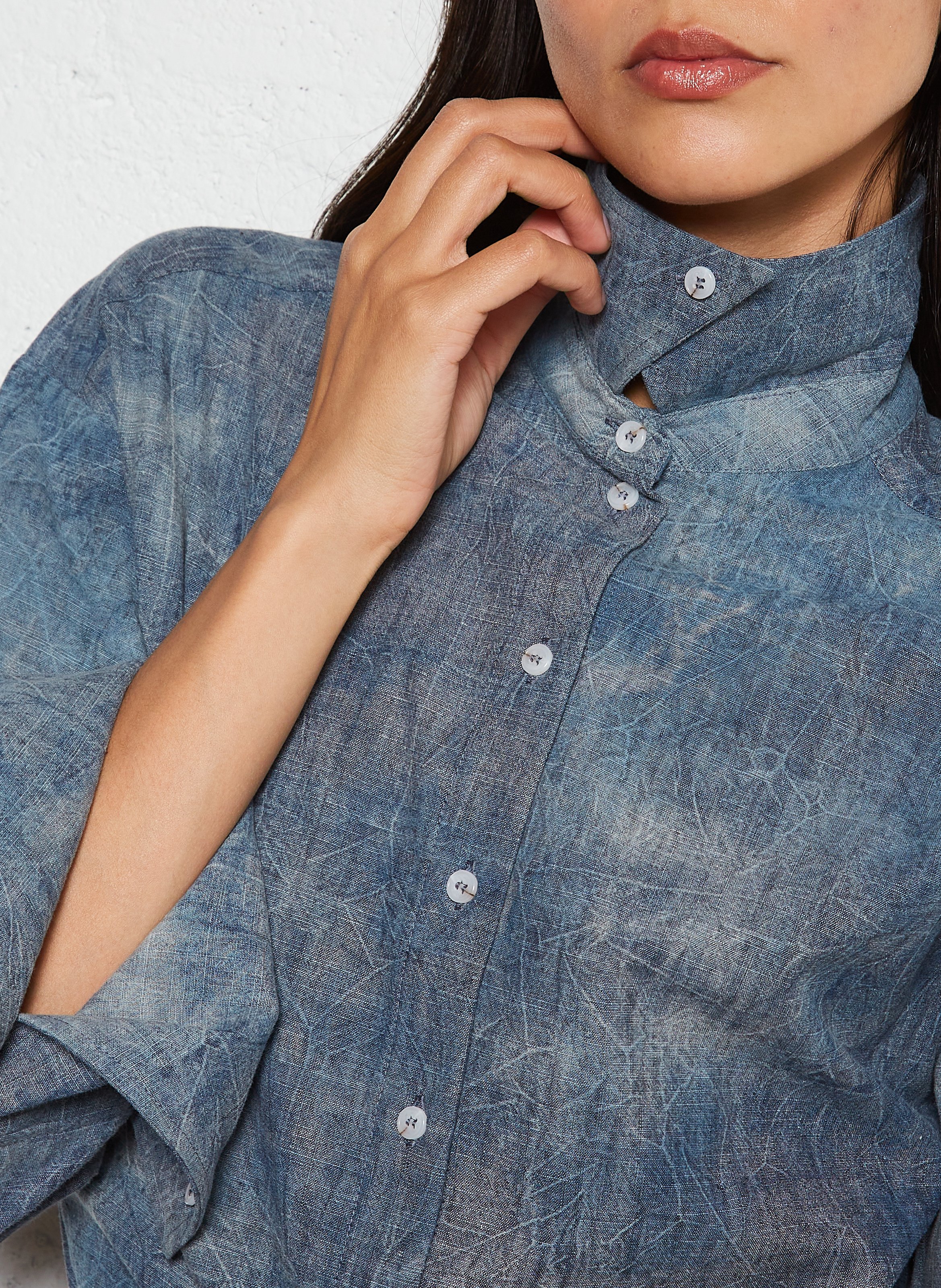 Oversize-Hemd aus Baumwollmix ROSEANNA Blau