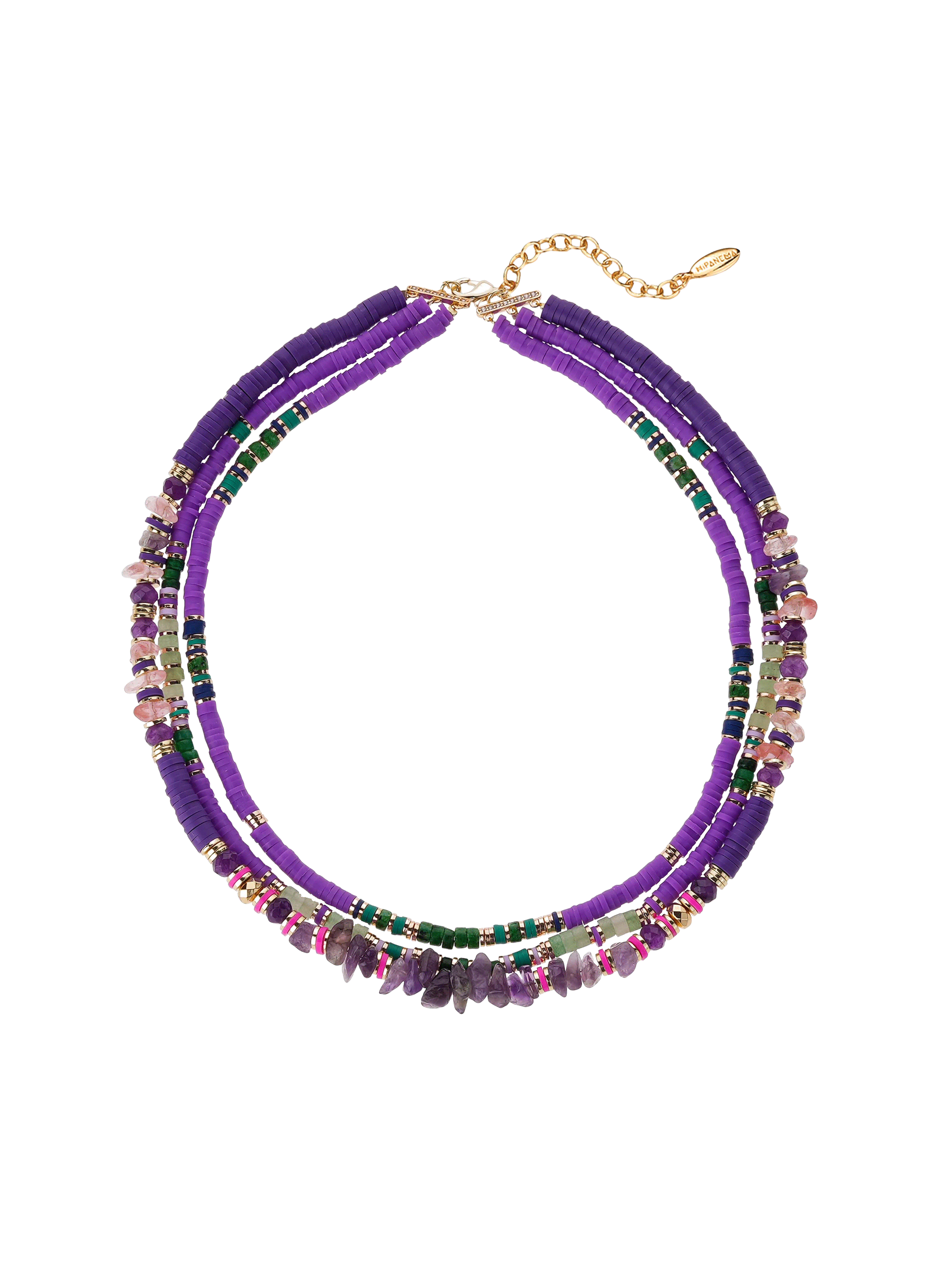 Multilayer necklace with pearls and sequins HIPANEMA Purple