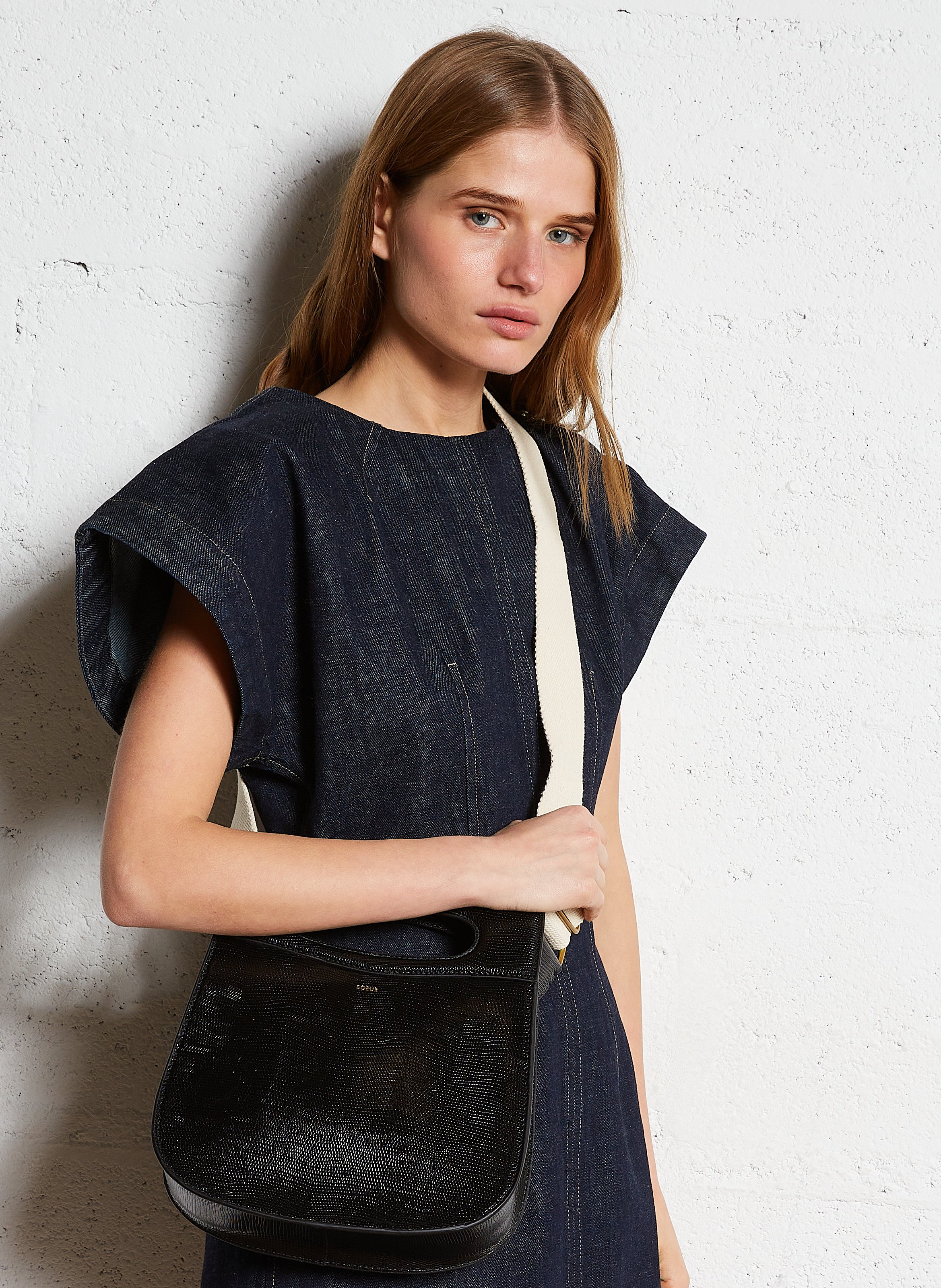 Sac bandoulière en cuir  SOEUR Noir