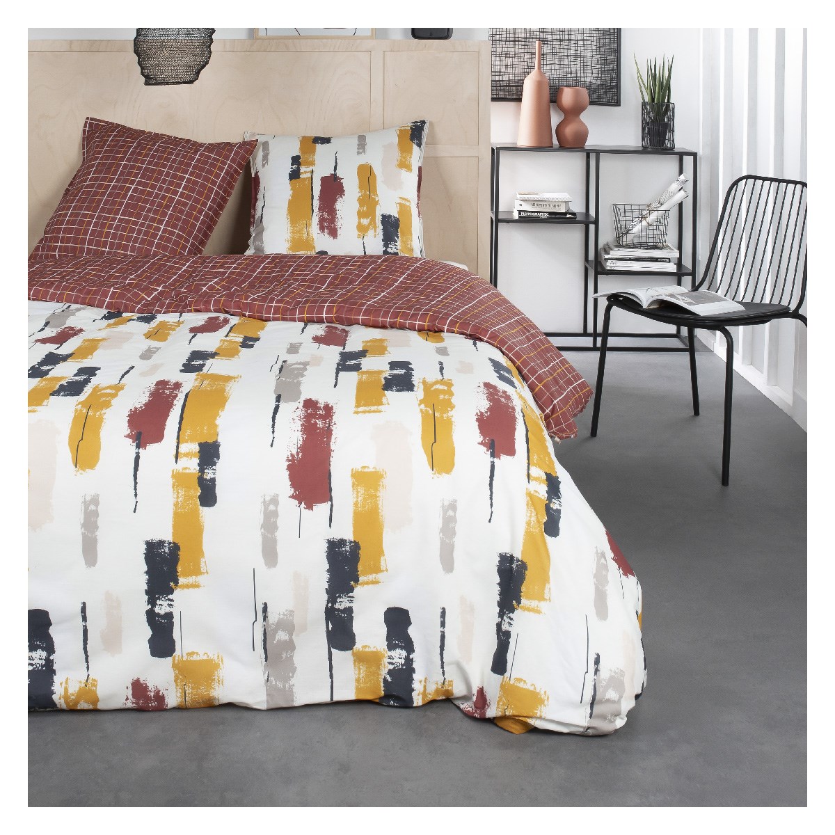 Printed cotton bedding set TODAY LINGE DE MAISON Red