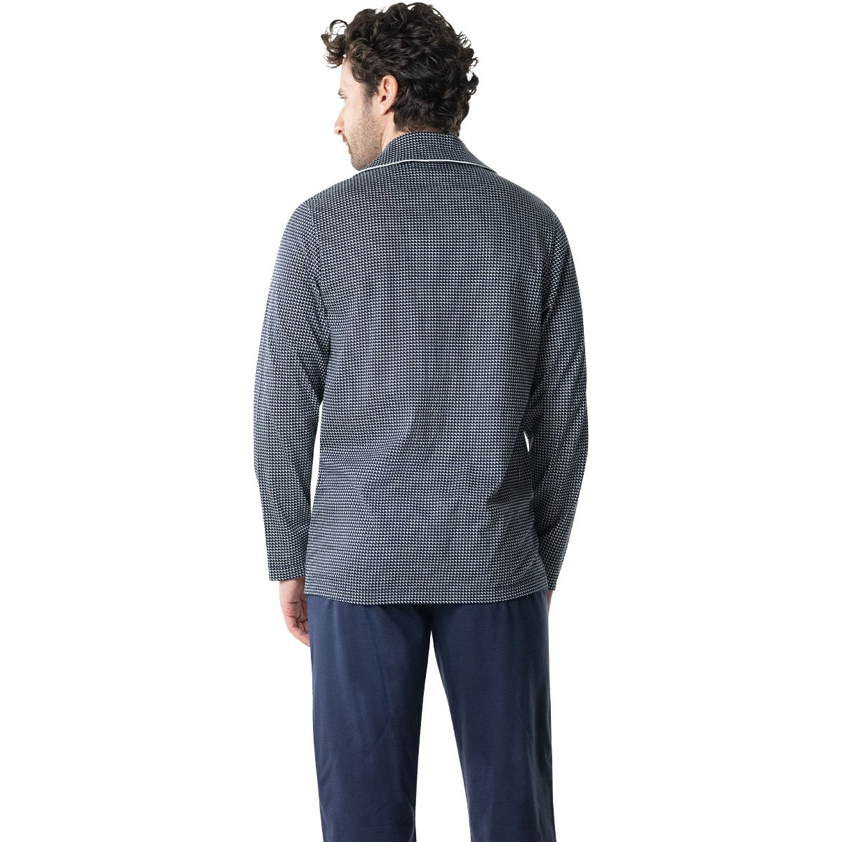 Long open mercerised pyjamas EMINENCE Blue