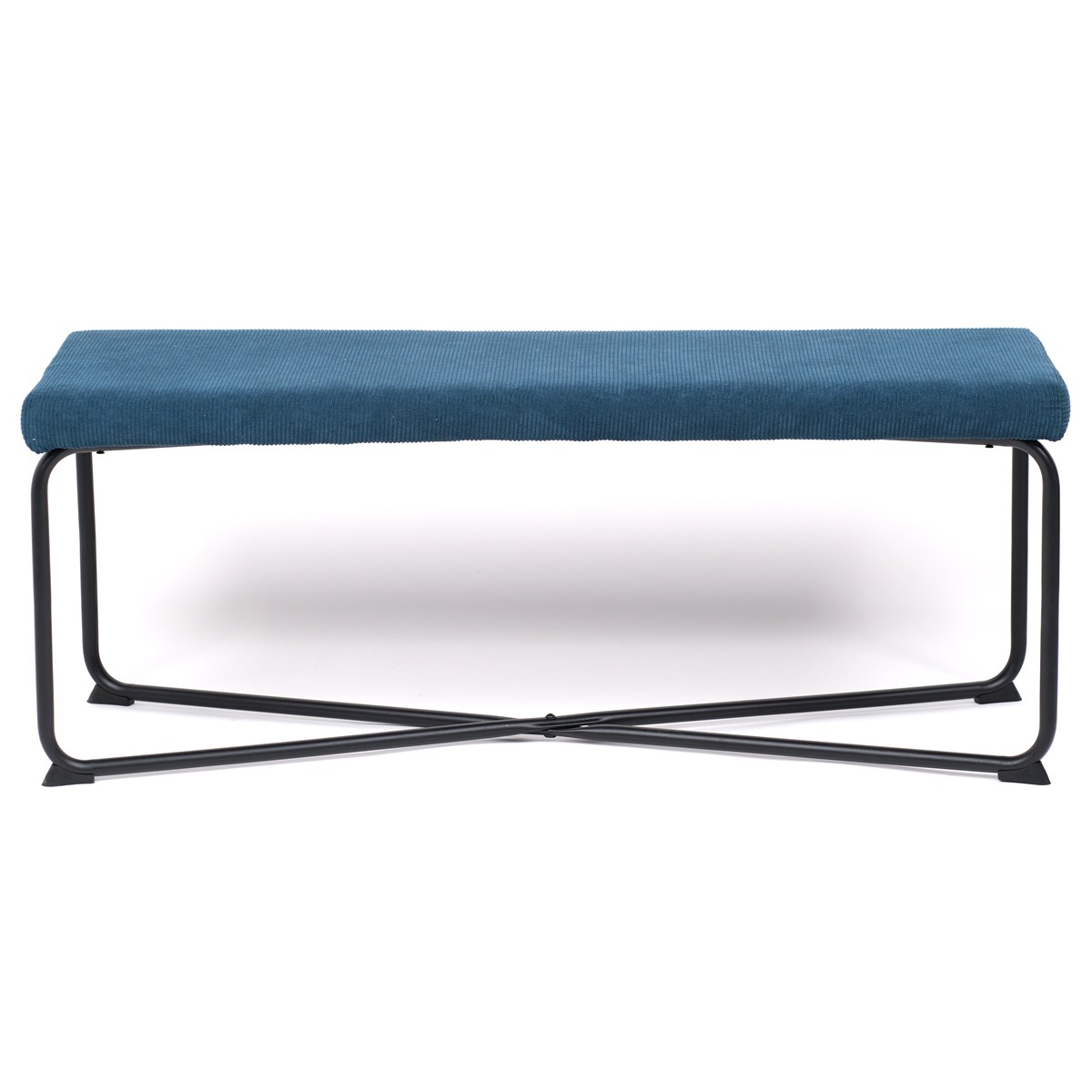 Ribbed fabric and metal bench FACTORY Blue
